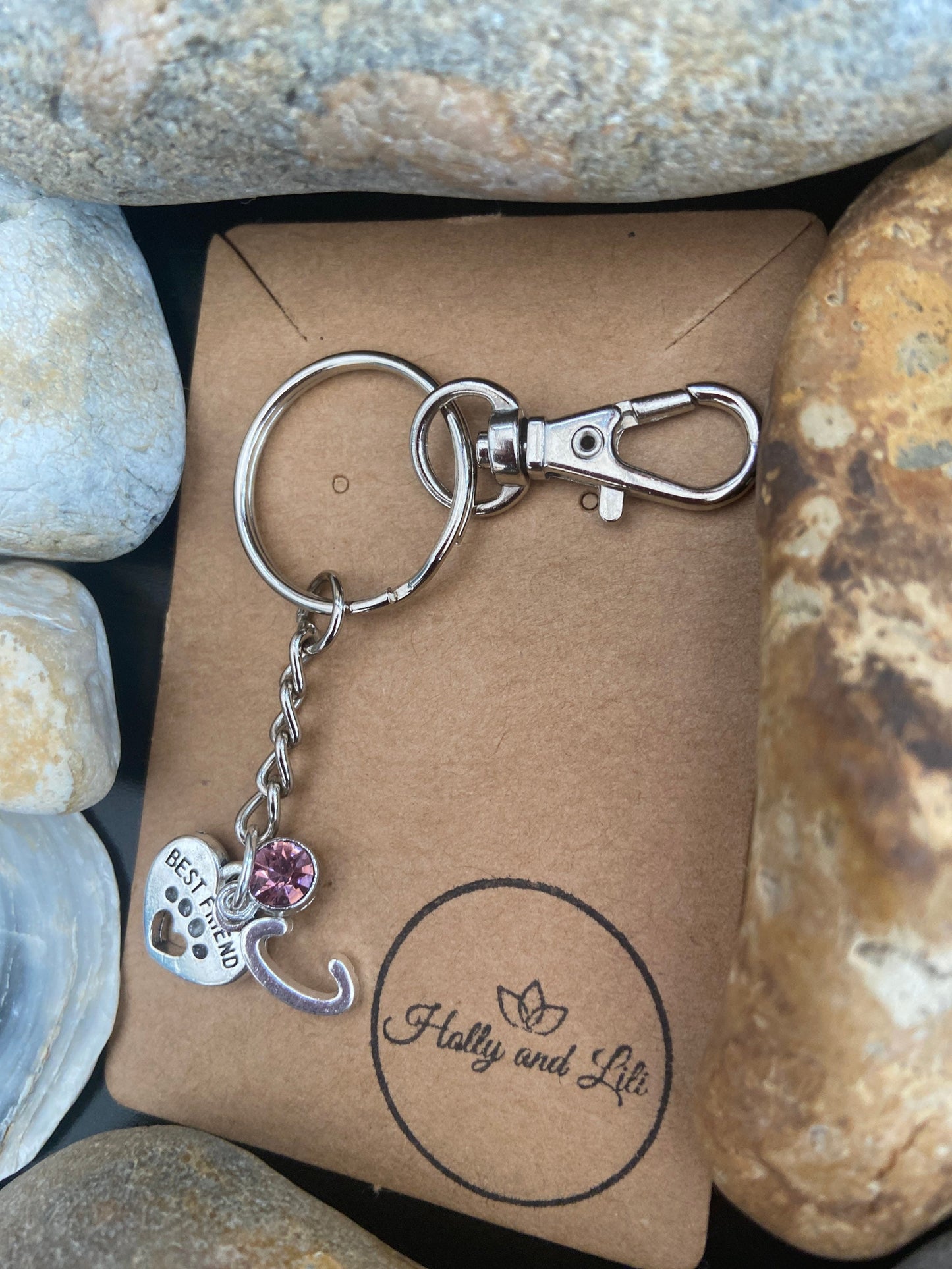 Best Friends Heart  Personalised keychain, Dog Or Cat Keyring, Alphabetical Initial, Birthstone Charms, Best friend Doggy Zipper chain Gifts