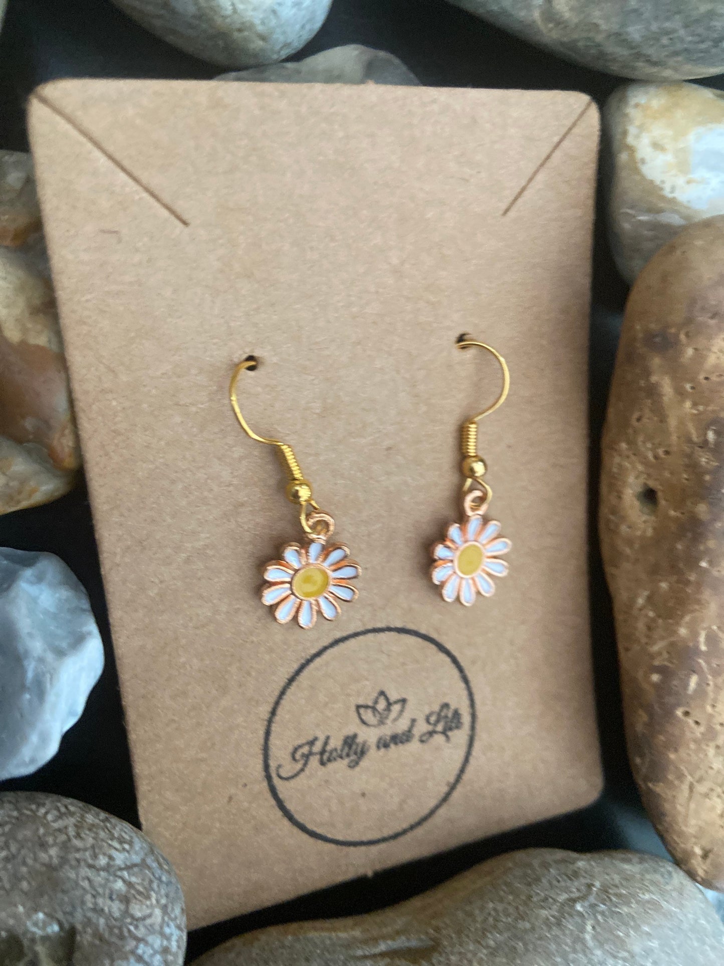 Daisy Flower Earrings, Personalised Plants Earrings, Flowers Earrings, Daisie Earring Hooks, Pretty Flower Earring Hoops, First Earrings