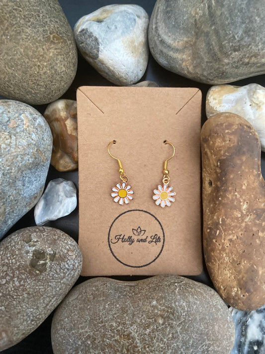 Daisy Flower Earrings, Personalised Plants Earrings, Flowers Earrings, Daisie Earring Hooks, Pretty Flower Earring Hoops, First Earrings