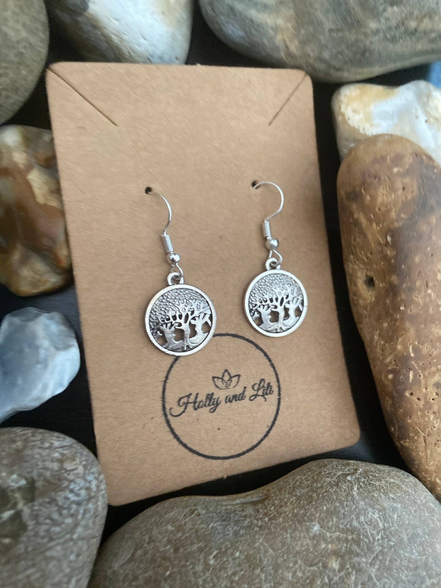 Tree Of Life Style Earrings, Round Tree Of Life Personalised  Earrings, Tree Of Life Hoops, Tree Of Life Hooks, Fertility Earrings, Gift For