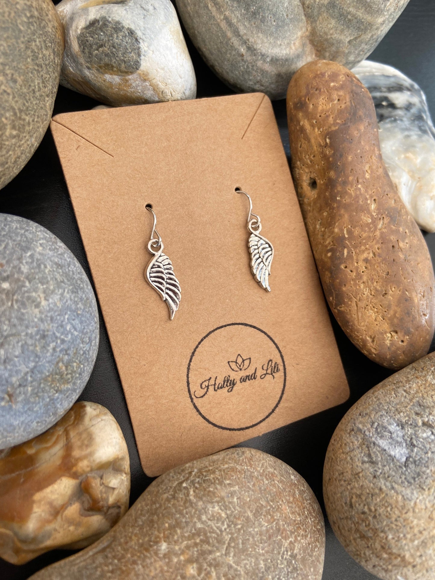 Angel Wing Silver Style Earrings, Personalised Earrings, Guardian Angel Wing Earrings, Angel Hoops, Angel Hooks, Angel Earrings, Winged Gift