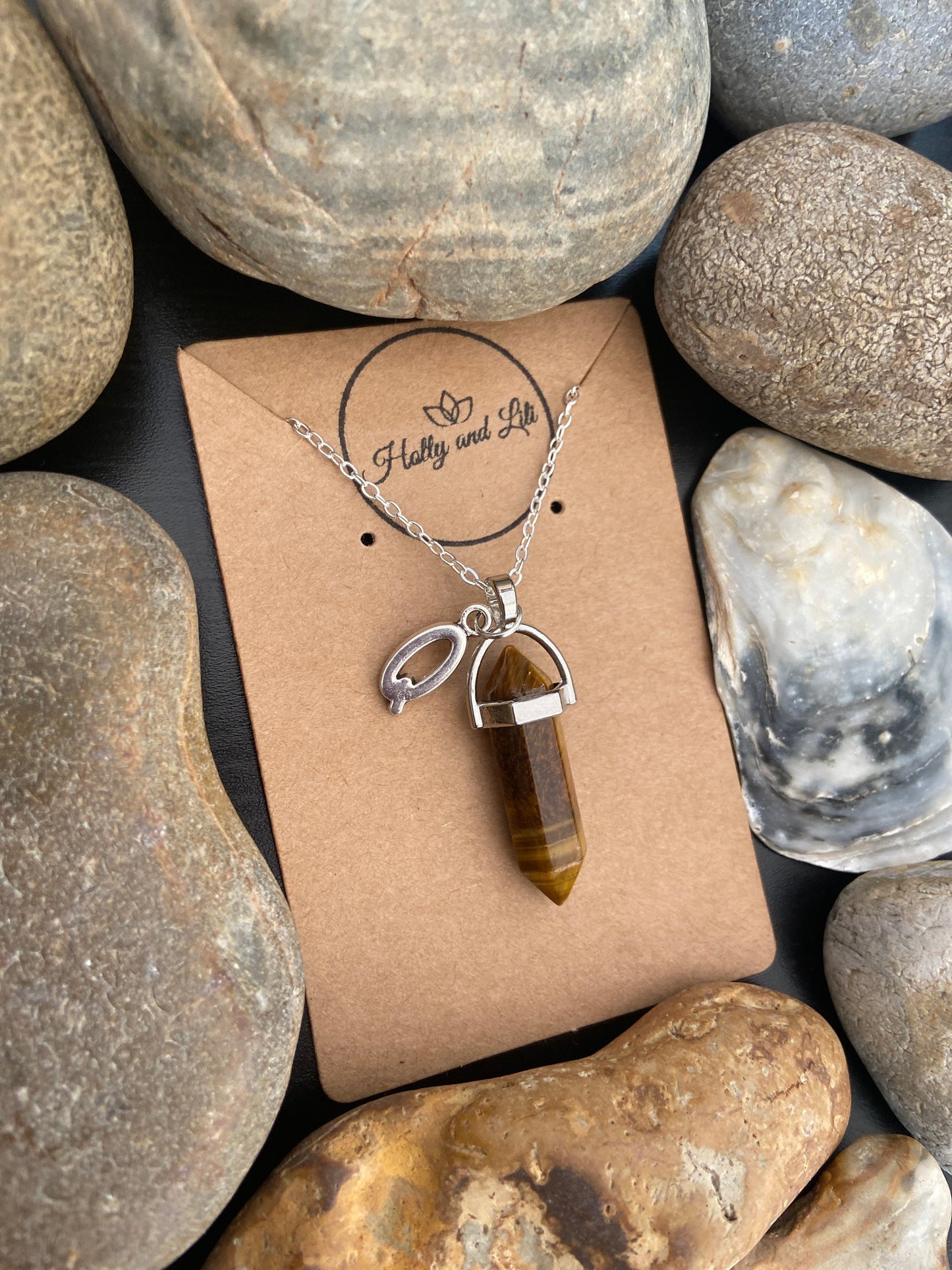 Crystal Tigers Eye Personalised Pendant Necklace With Alphabet Initial & Birthstone Charm - Make It Your Way From Holly And Lili..