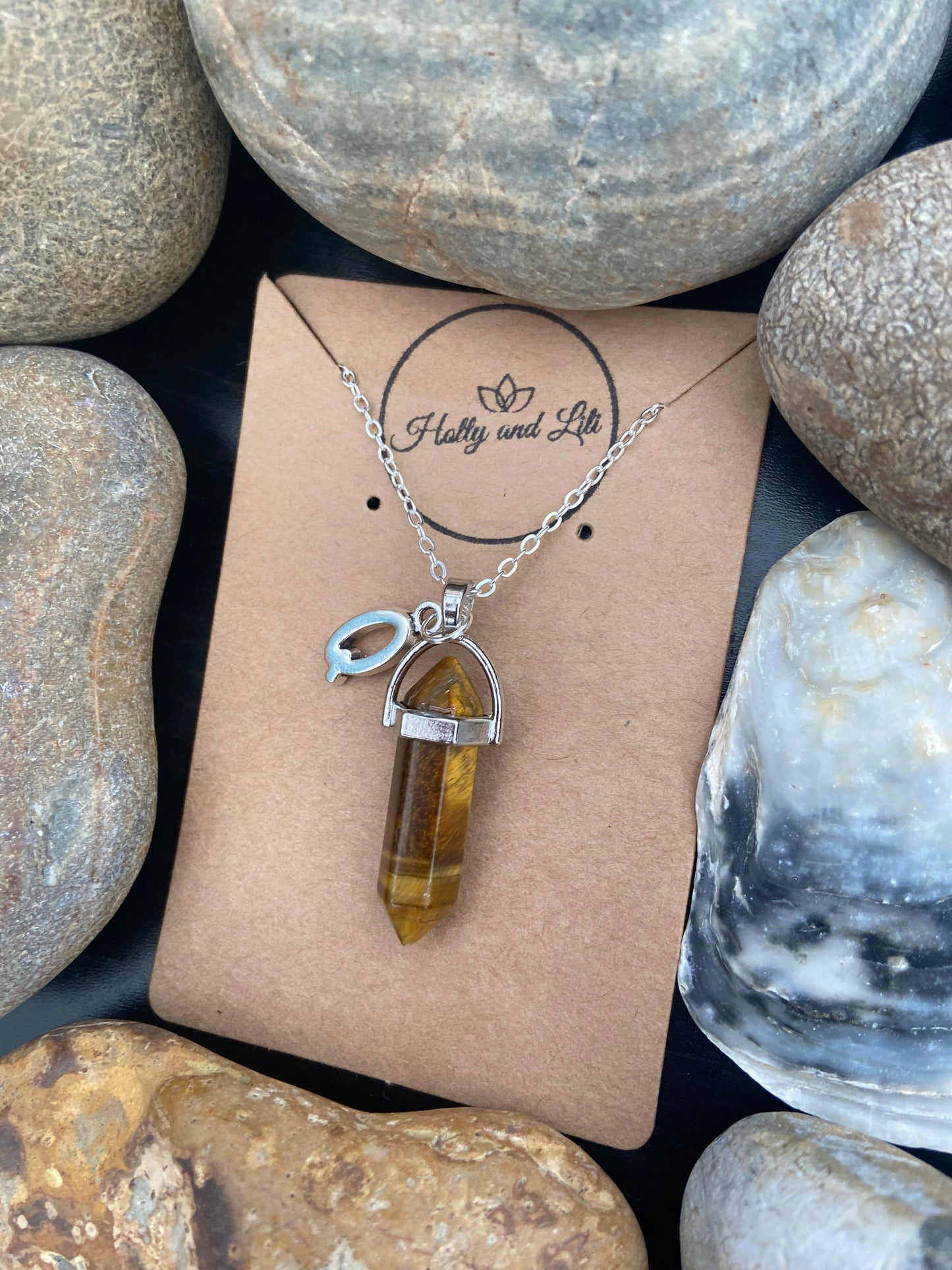 Crystal Tigers Eye Personalised Pendant Necklace With Alphabet Initial & Birthstone Charm - Make It Your Way From Holly And Lili..