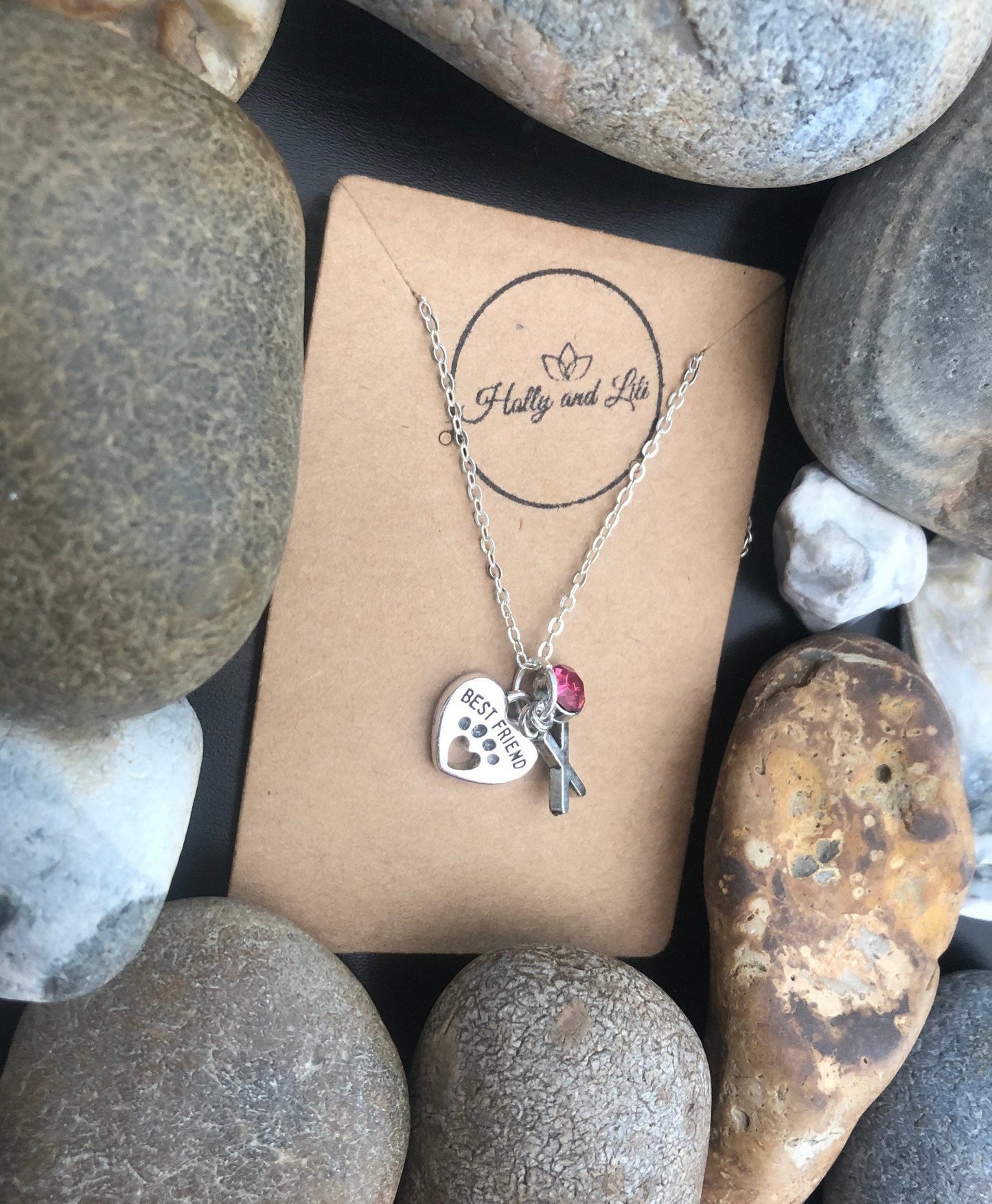 Heart Best Friend Personalised Pendant Charm Necklace, Dog, Cat, Dogs, Alphabet Initials,  Birthstone Charm, Animal Lover, Remember Them