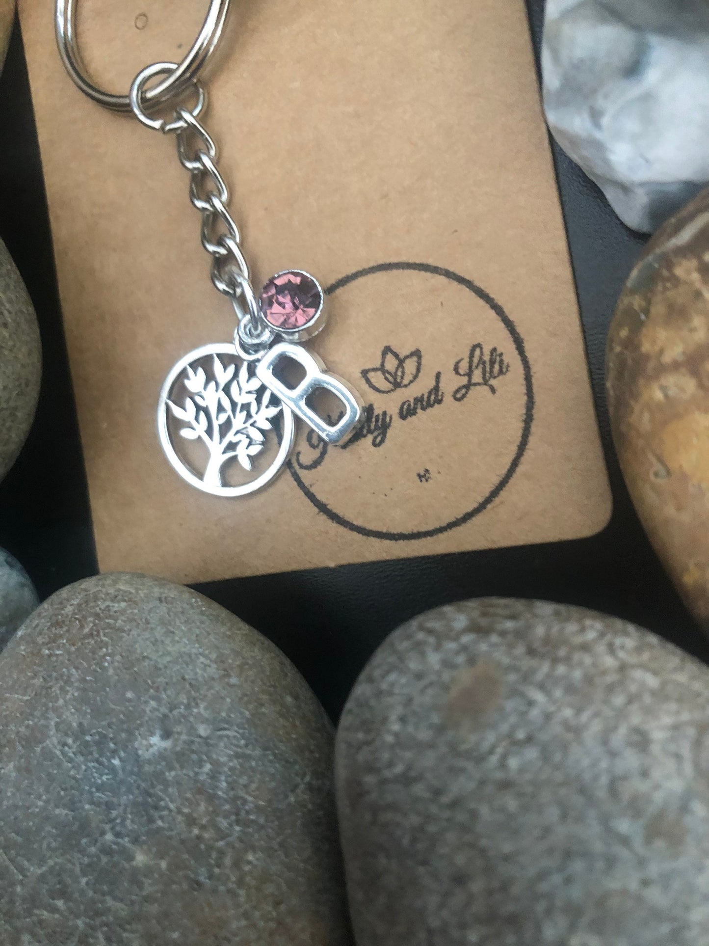 Tree Of Life Personalised Keyring, Personalise Keychain, Alphabet Initials, Birthstone Charm, Initials Keychain, Guardian Zipper Chain Gifts