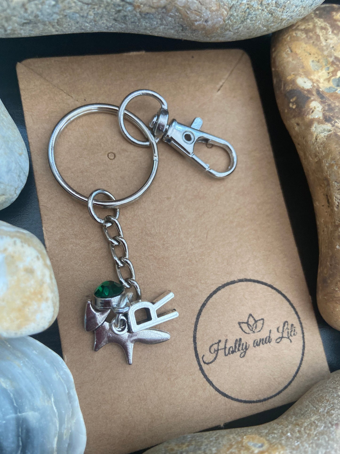 Fox Personalised keychain, Foxy Keyring, Alphabetical Initial, Birthstone Charms,  Foxes Zipper Chains For Her, Initials Keyrings, Gift For