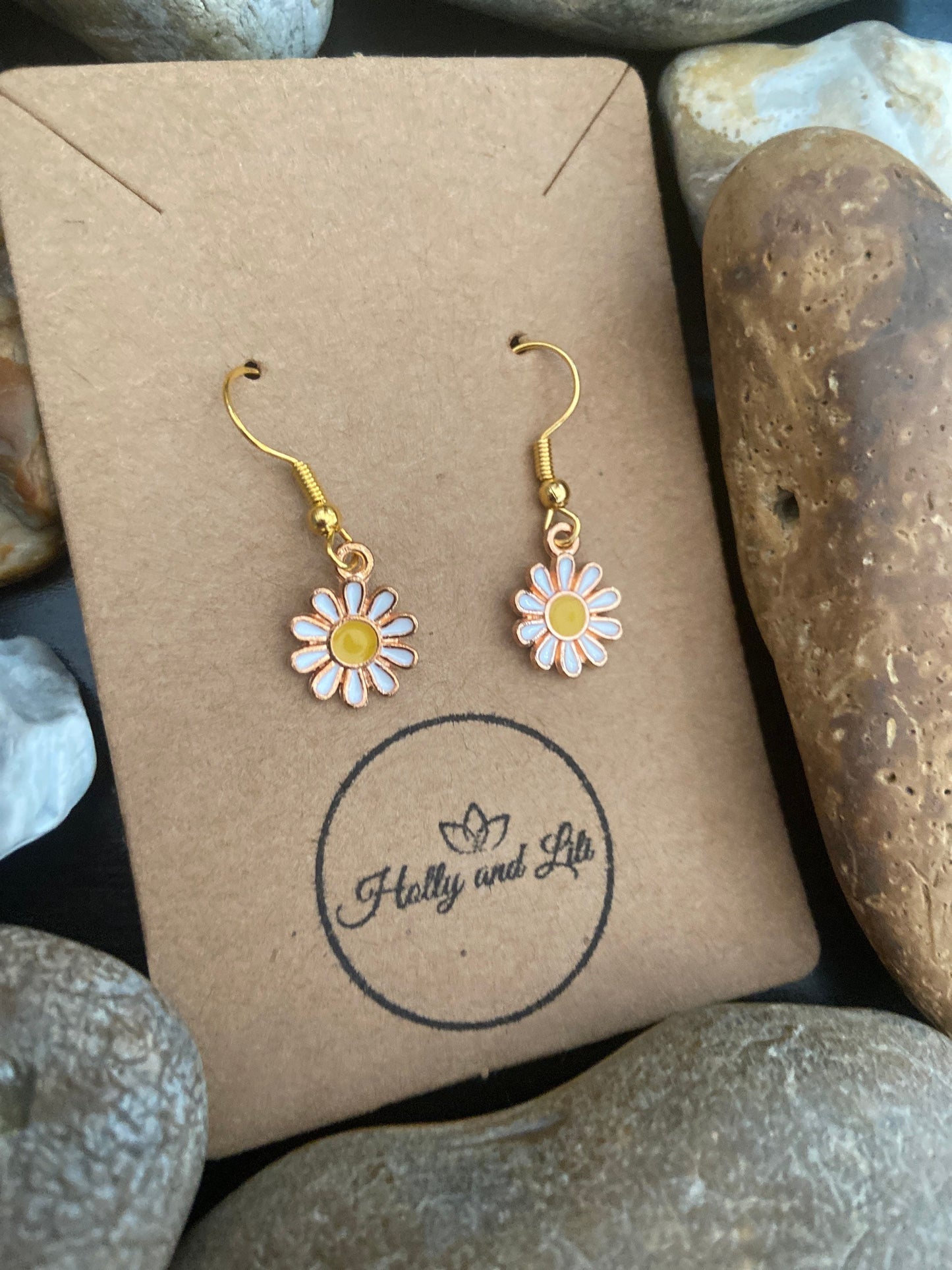 Daisy Flower Earrings, Personalised Plants Earrings, Flowers Earrings, Daisie Earring Hooks, Pretty Flower Earring Hoops, First Earrings