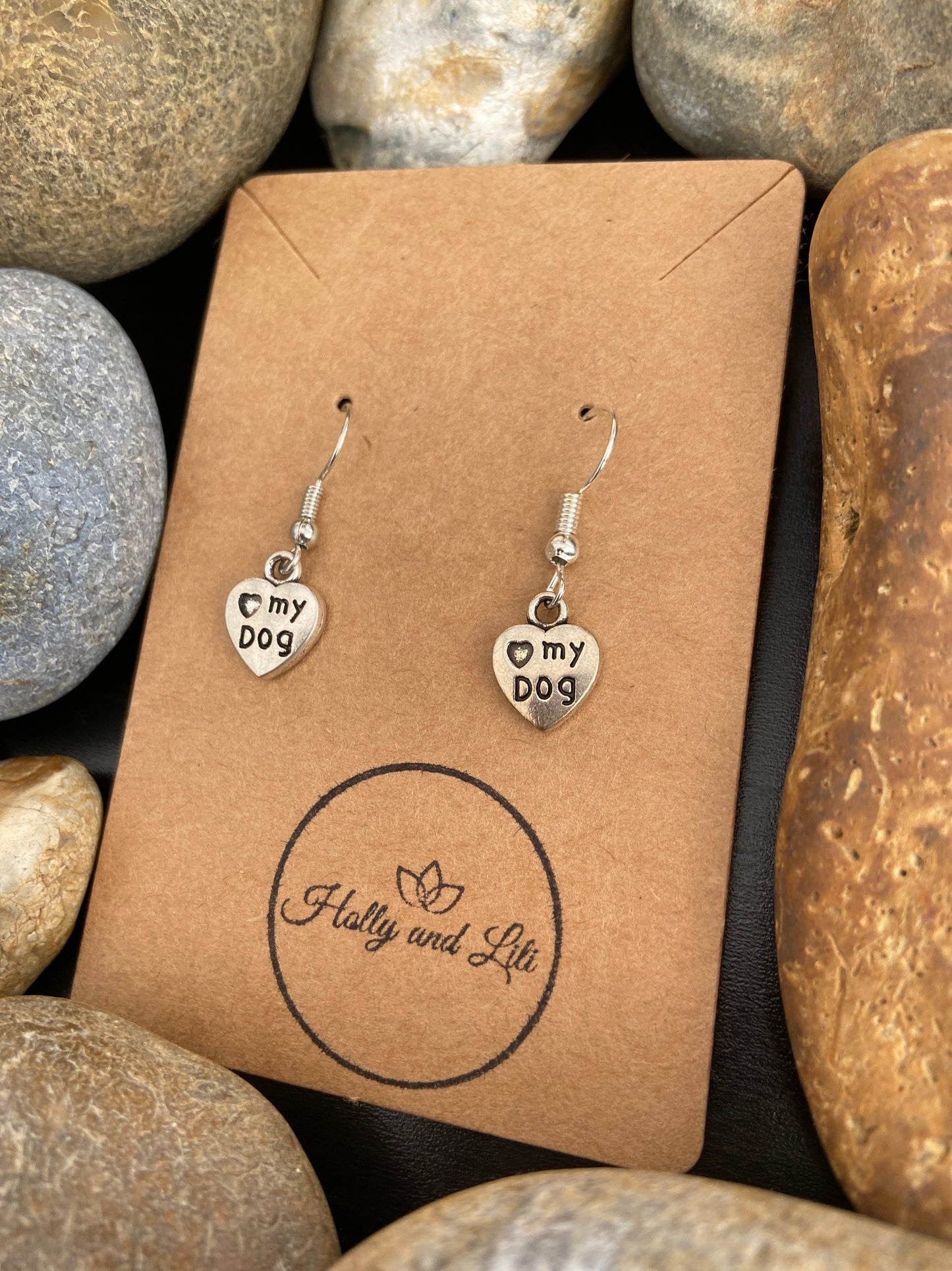 Love My Dog Style Novelty Earrings, Heart Dog Hooks, Personalise Puppy Earrings, Dogs Hoops, Doggy earrings, Dog Lover Gifts, Pooch Earrings