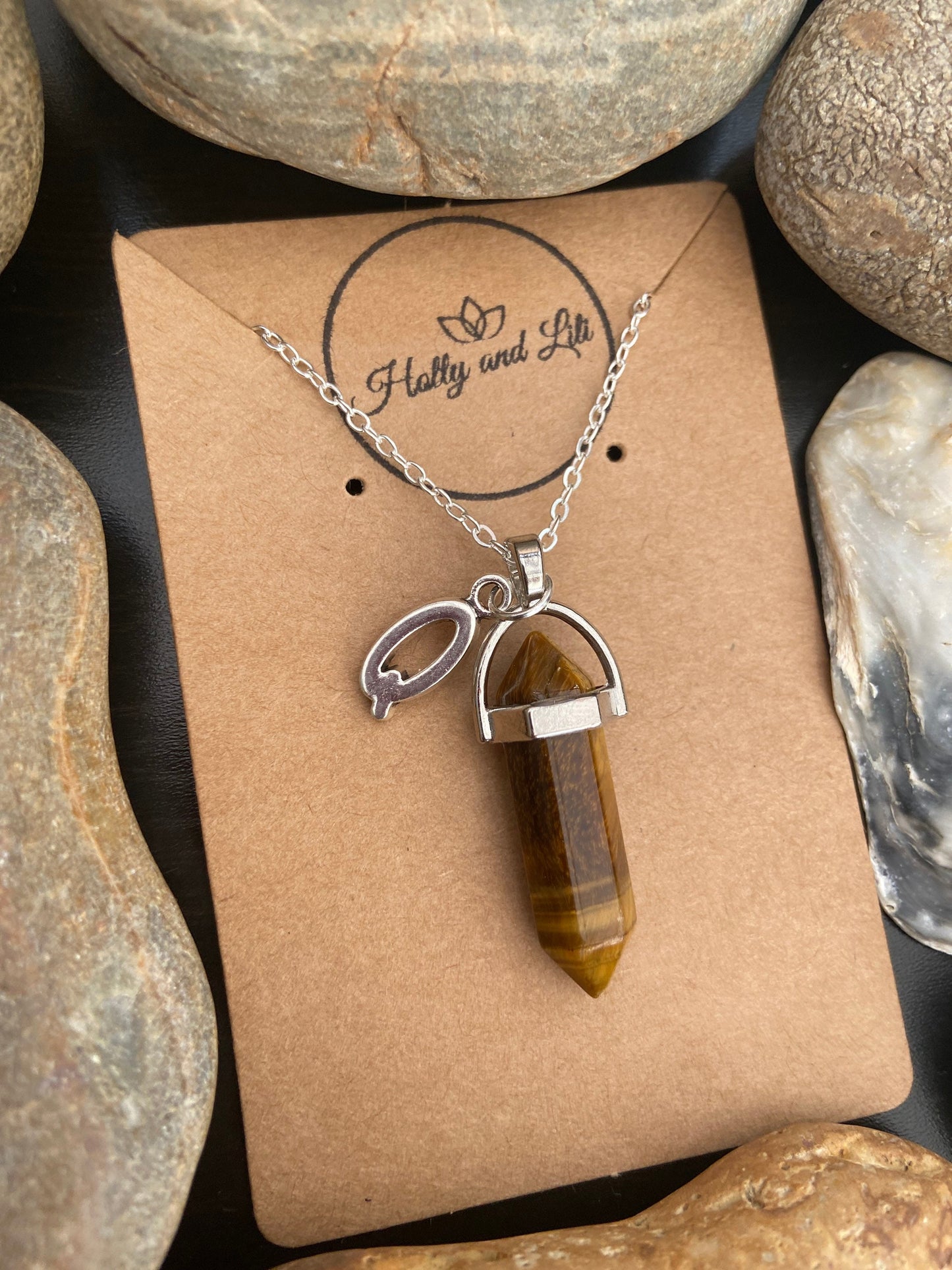 Crystal Tigers Eye Personalised Pendant Necklace With Alphabet Initial & Birthstone Charm - Make It Your Way From Holly And Lili..