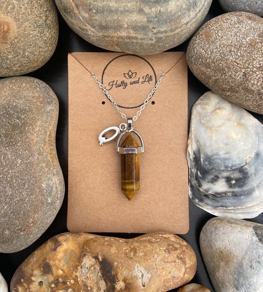 Crystal Tigers Eye Personalised Pendant Necklace With Alphabet Initial & Birthstone Charm - Make It Your Way From Holly And Lili..