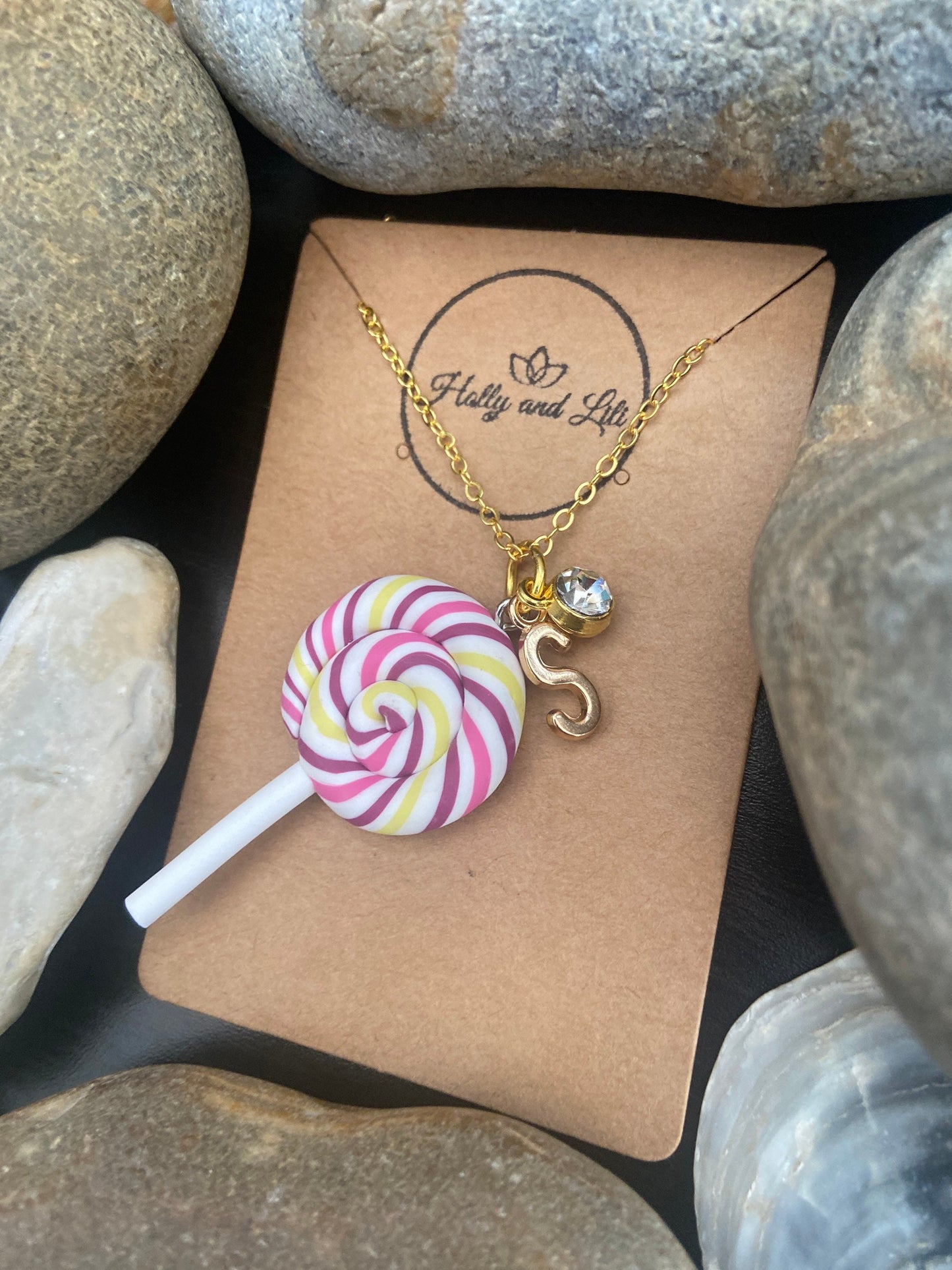 Lollipop Maroon Multi, Personalised Pendant Charm Necklace, Alphabet Initials, Birthstone Charm, Cute Gifts, Gift For Her, First Necklace