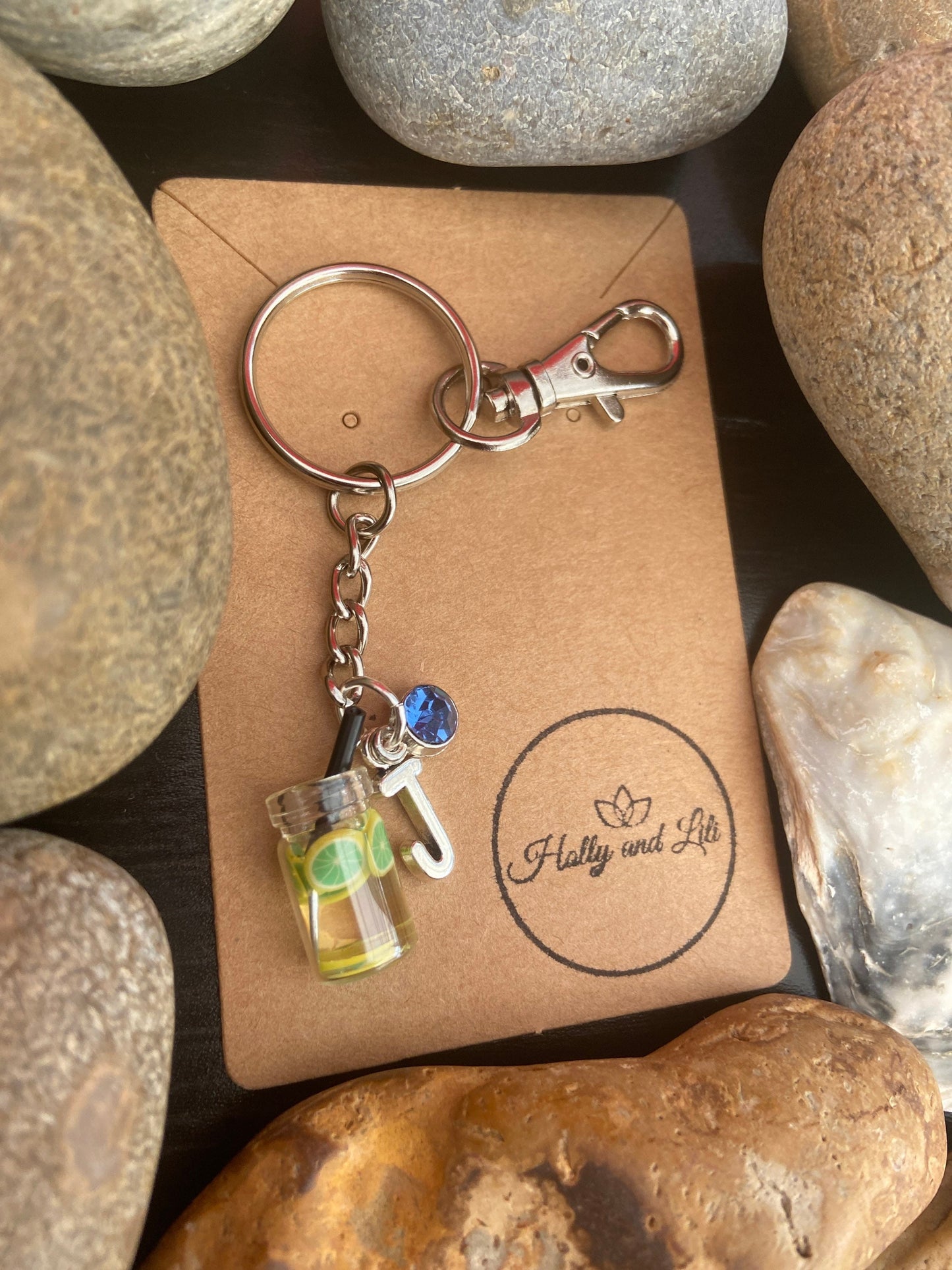 Limes Fruit Water Personalised Keychain, Boba Keyring, Lime Bubble tea Fruit, Alphabet Initials, Birthstone Charm, Novelty Zipper Chain Gift