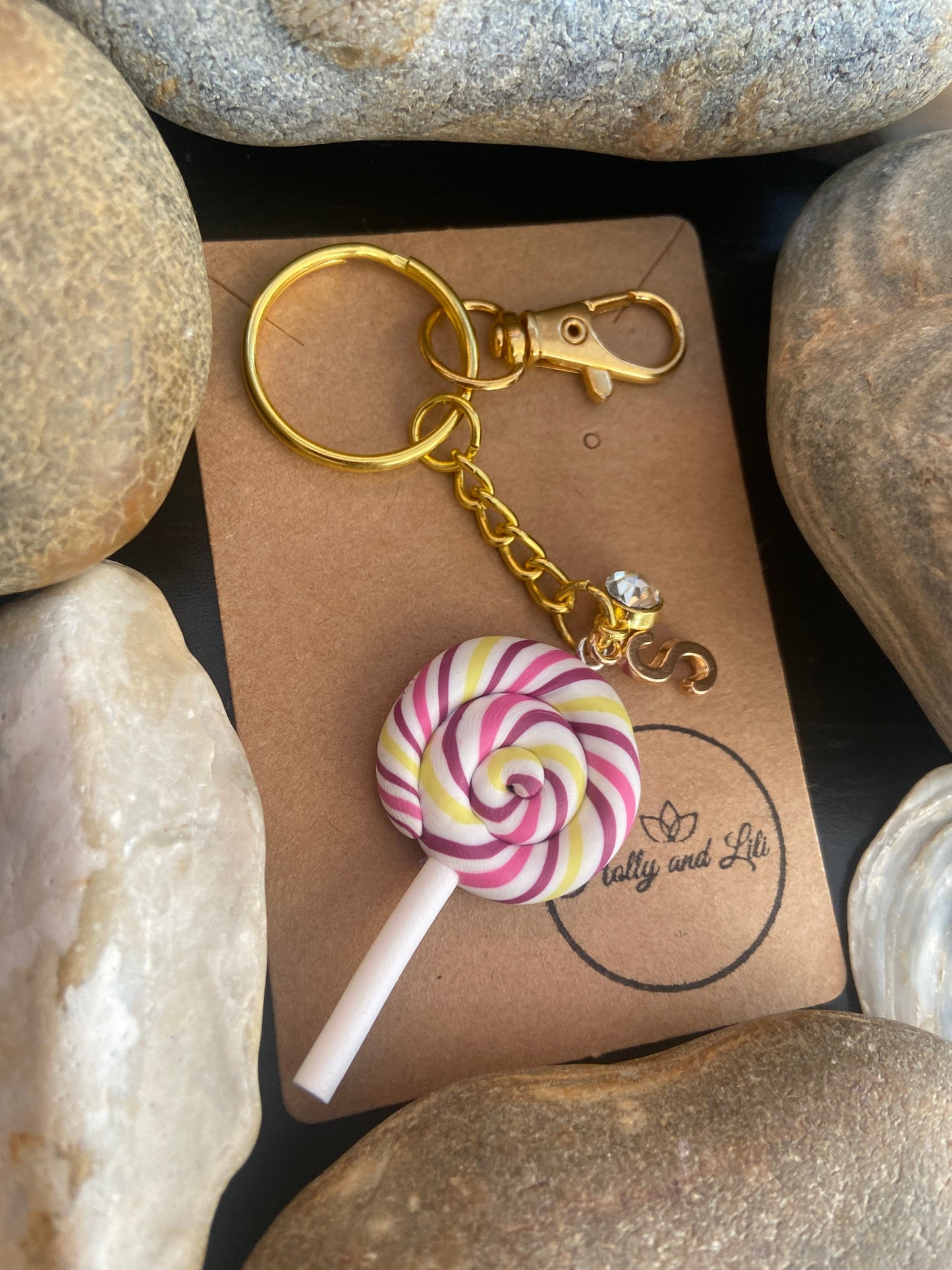 Lollipop Maroon Multi Personalised Keychain, Lolly Keyring, Alphabet Initials , Birthstone Charm, Candy Zipper Chain, Cute Gift For Daughter