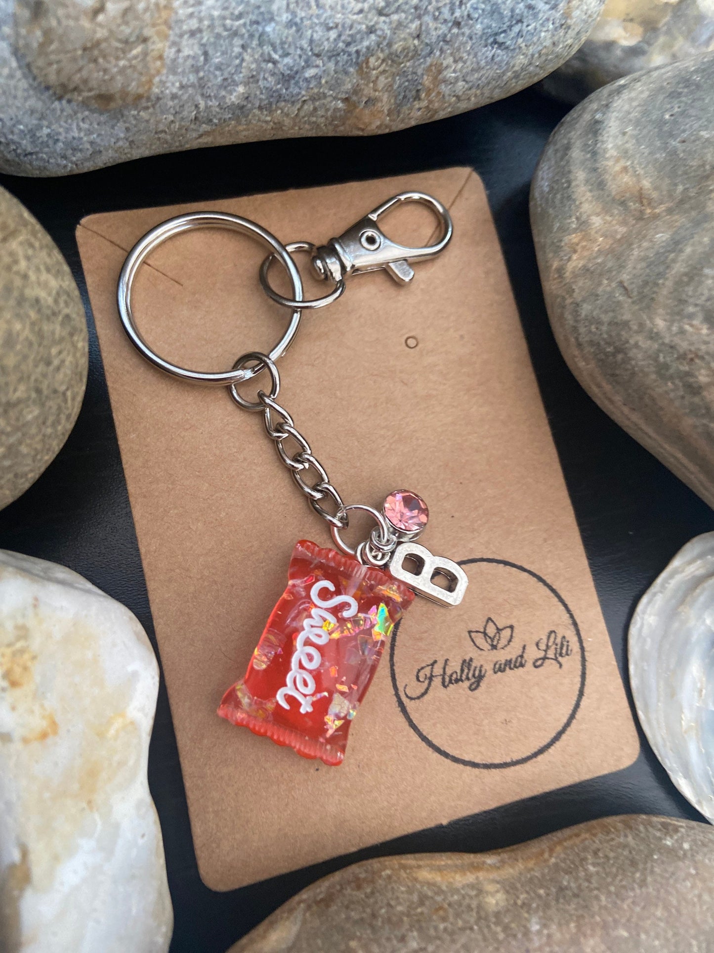 Sweet Style Red Personalised Keychain, Candy Keyring, Sweetie Zipper Chain, Alphabet Initials, Birthstone Charm,  Personalise Gift For BFF