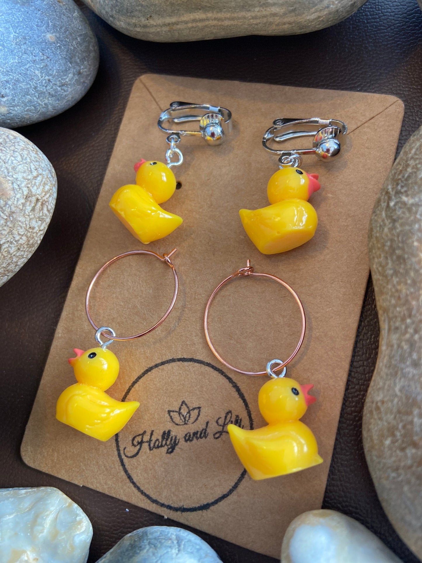 Duck Clip On / Hoop Earrings, First Earring Hooks, Ducks, Chuck, Ducky, Duckling, Drake, Geese, Duck Earring, Duck Hoops