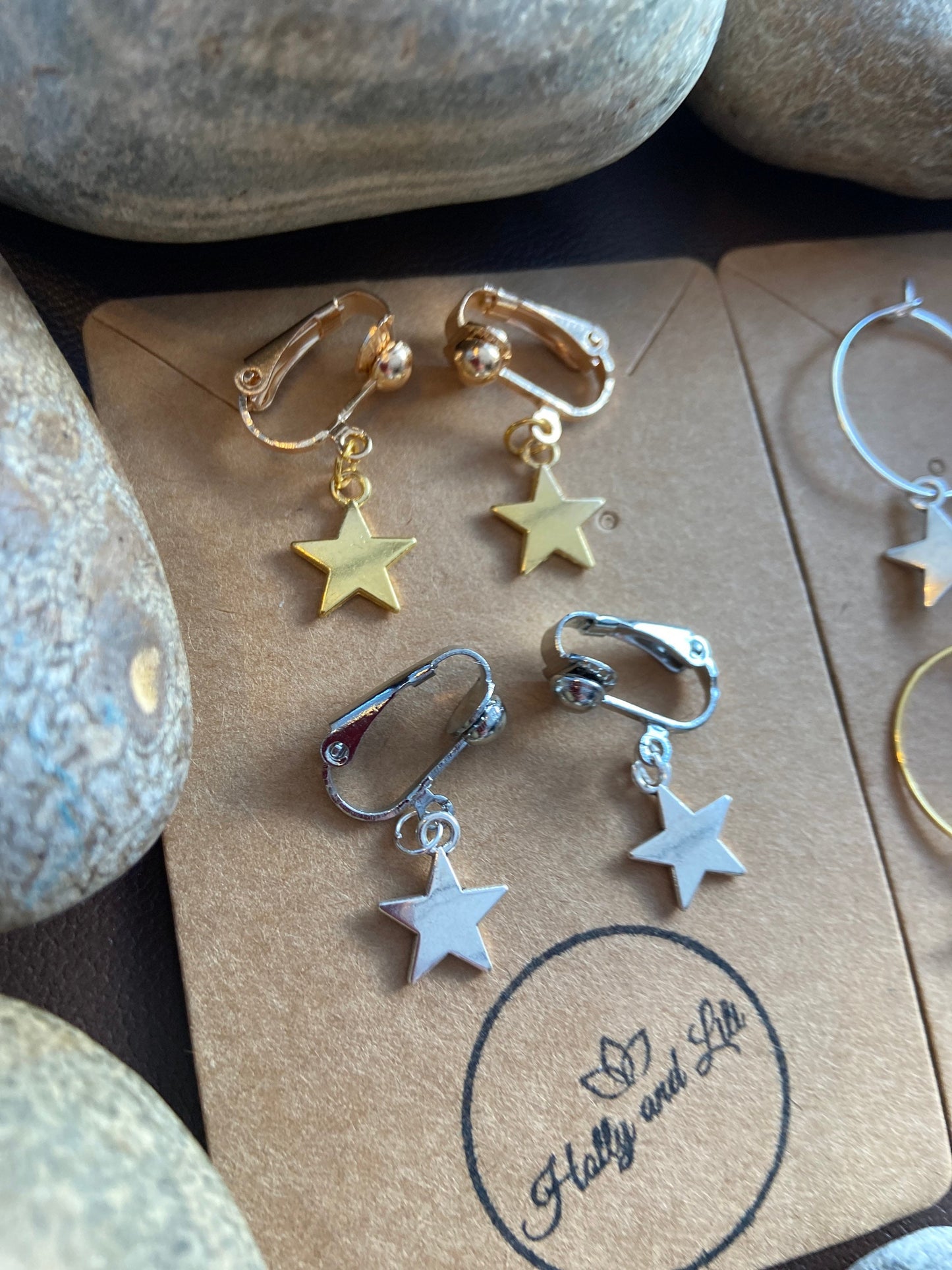 Stars Clip On / Hoop Earrings, First Earring Hooks, Stars Hoops, Stars Clip On, Clip On Stars, First Clip On Earring, Astronomy Hoops