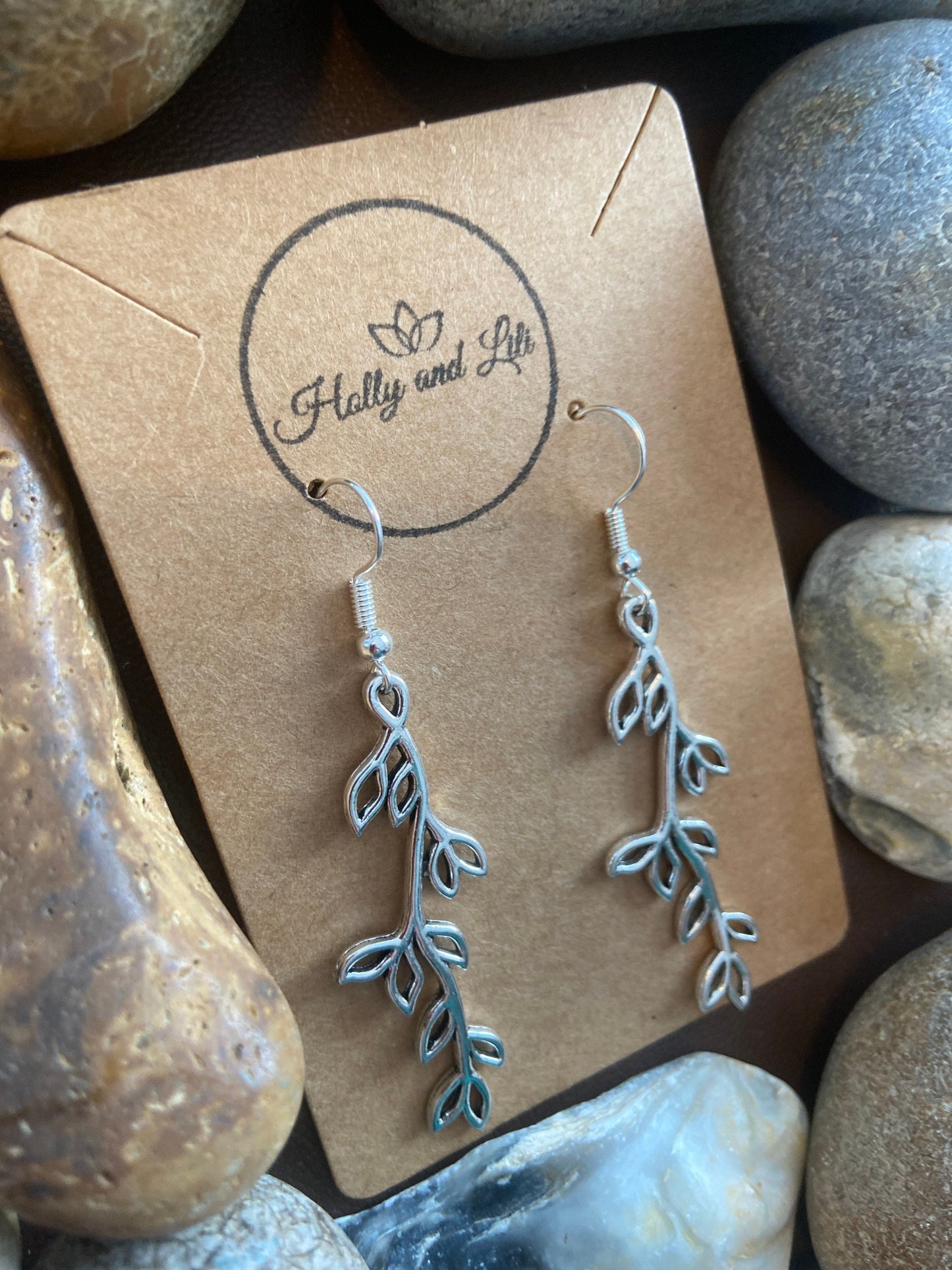 Leaf & Branch Earrings, Leaf Earrings, Branches Personalised Earrings, Tree Hoops, Leaf Earring Hooks, Leaves Earrings, Leaf Gift For BFF