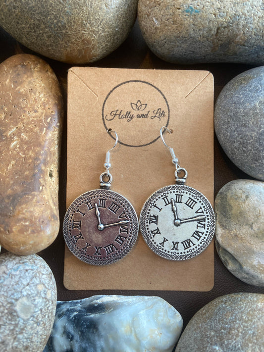 Clock Earrings, Clocks Earrings, Clock Personalised Earrings, Clock Hoops, Time Earring Hooks, Watch Earrings, Clock Gift For BFF