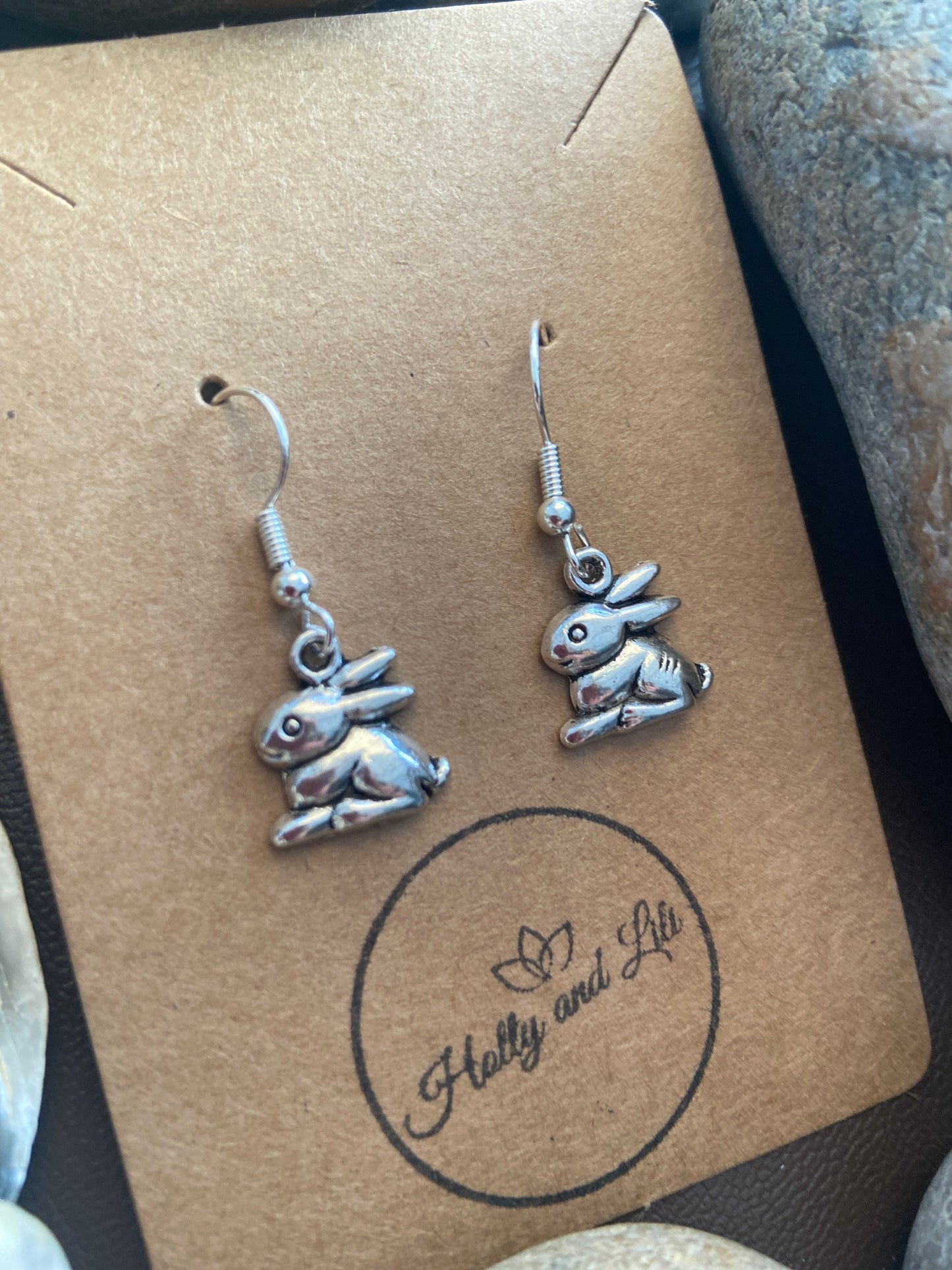 Rabbit Style Earrings, Silver Bunny Earrings, Bunnies Style Personalised Earrings,  earrings, Wild Rabbits, Earring Hooks, Easter Bunny