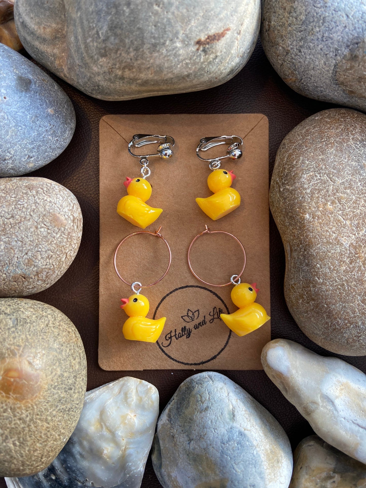 Duck Clip On / Hoop Earrings, First Earring Hooks, Ducks, Chuck, Ducky, Duckling, Drake, Geese, Duck Earring, Duck Hoops