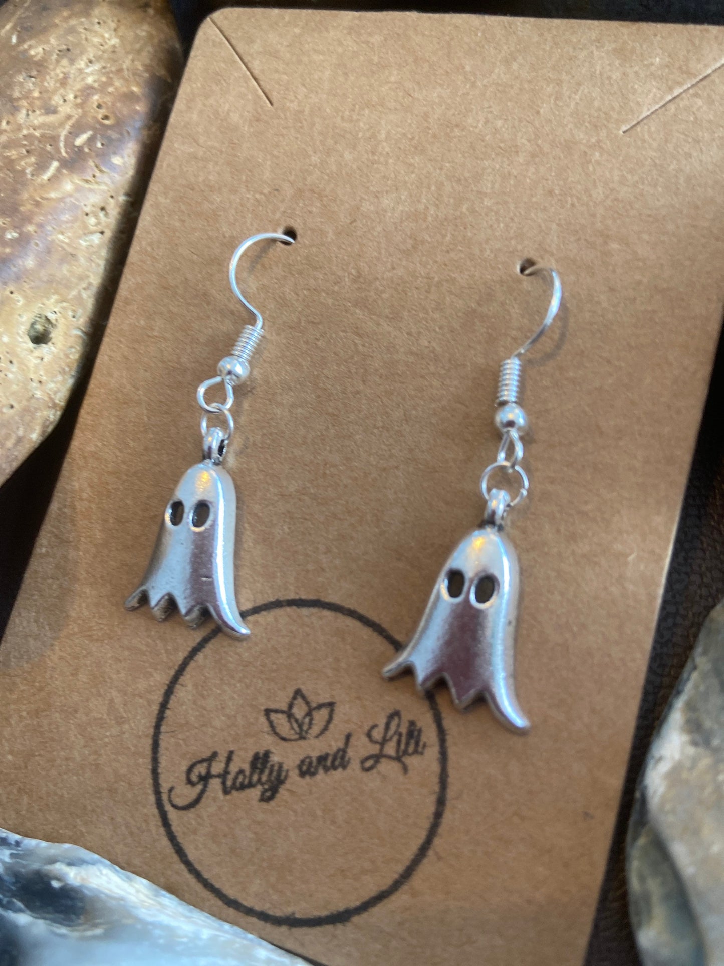 Ghost Earrings, Scary Earrings, Ghostly Personalised Earrings, Ghost Hoops, Spooky Earring Hooks, Ghosts Earrings, Gift For BFF