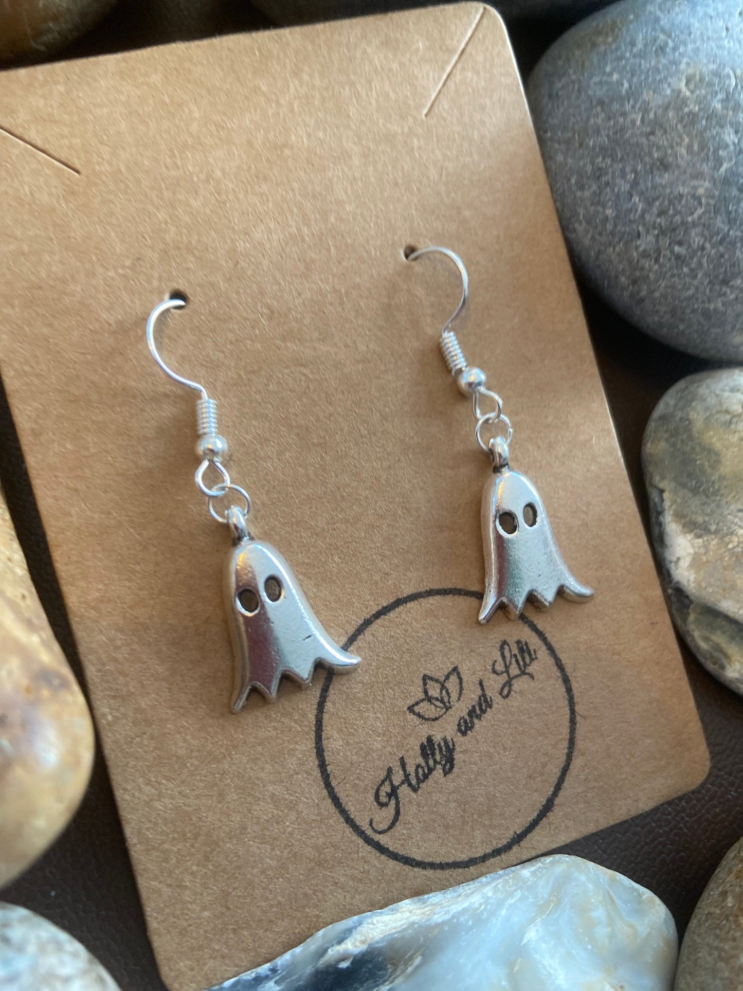 Ghost Earrings, Scary Earrings, Ghostly Personalised Earrings, Ghost Hoops, Spooky Earring Hooks, Ghosts Earrings, Gift For BFF