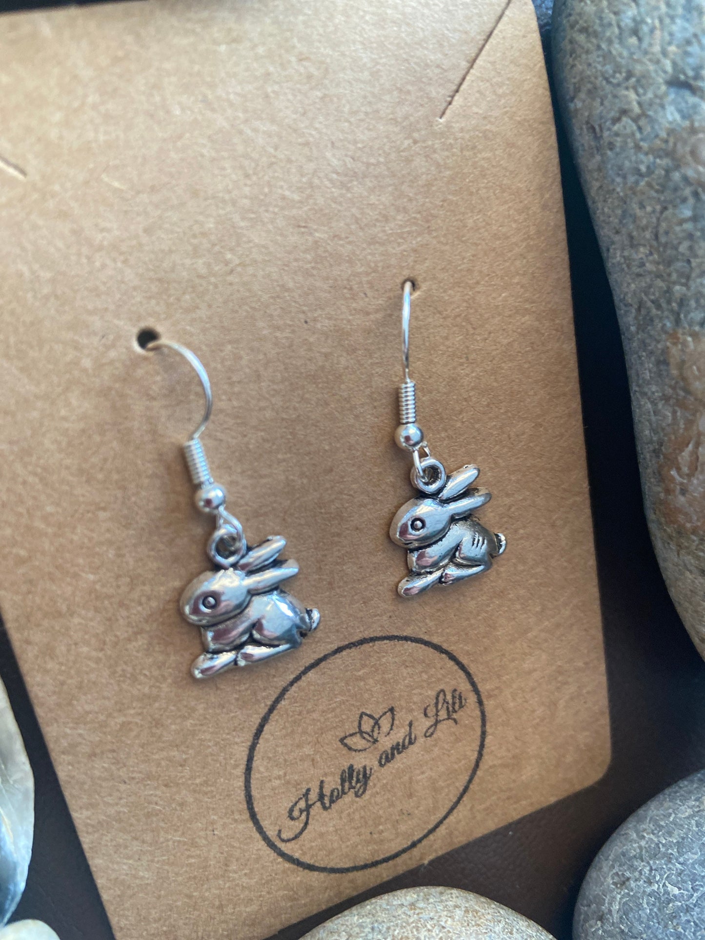 Rabbit Style Earrings, Silver Bunny Earrings, Bunnies Style Personalised Earrings,  earrings, Wild Rabbits, Earring Hooks, Easter Bunny