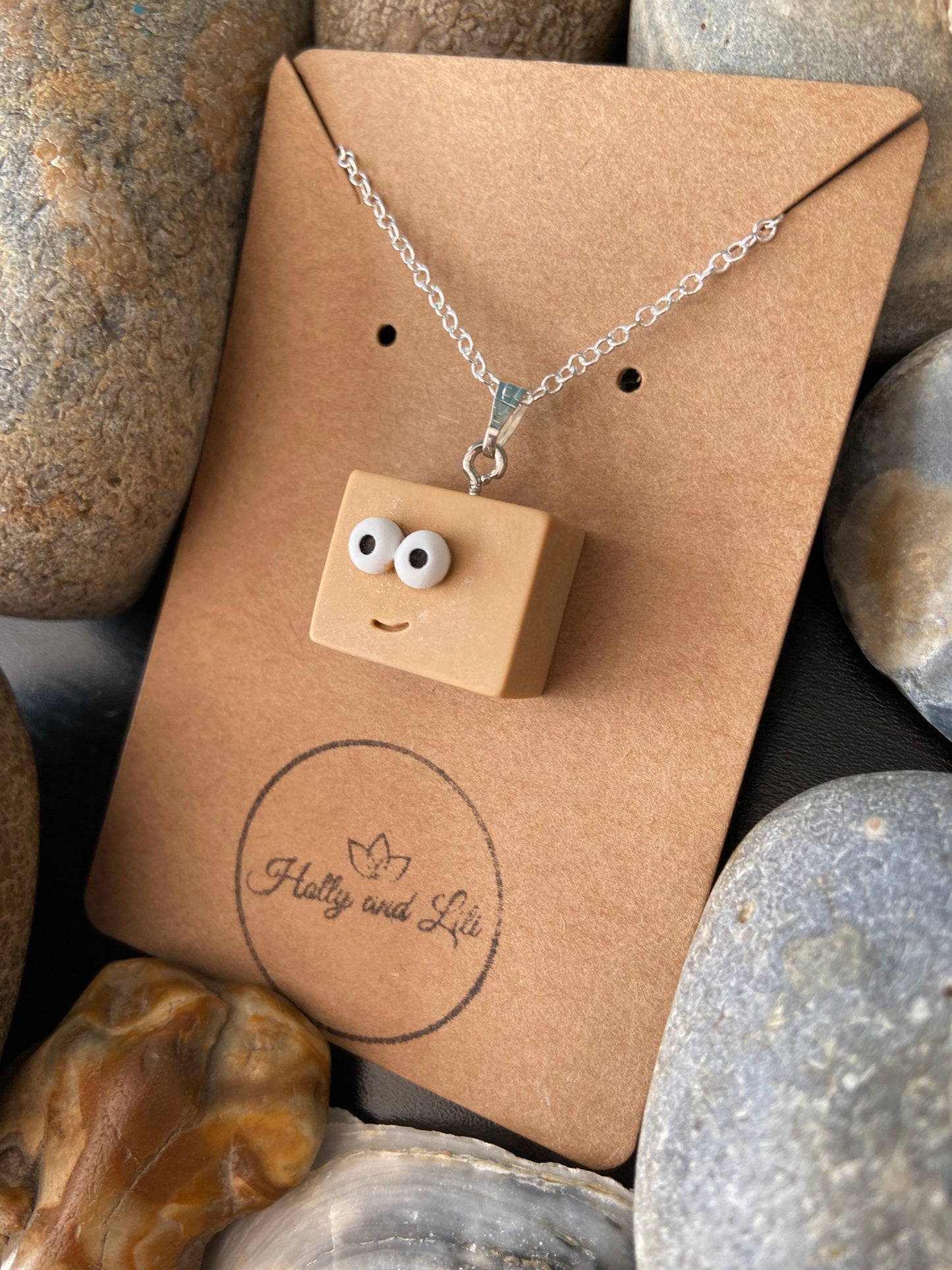 Box Necklace, Smiley Personalised Pendant Charm Necklace, Personalise Alphabet Initials, Birthstone Charm, First Necklace , Cute Unique Gift