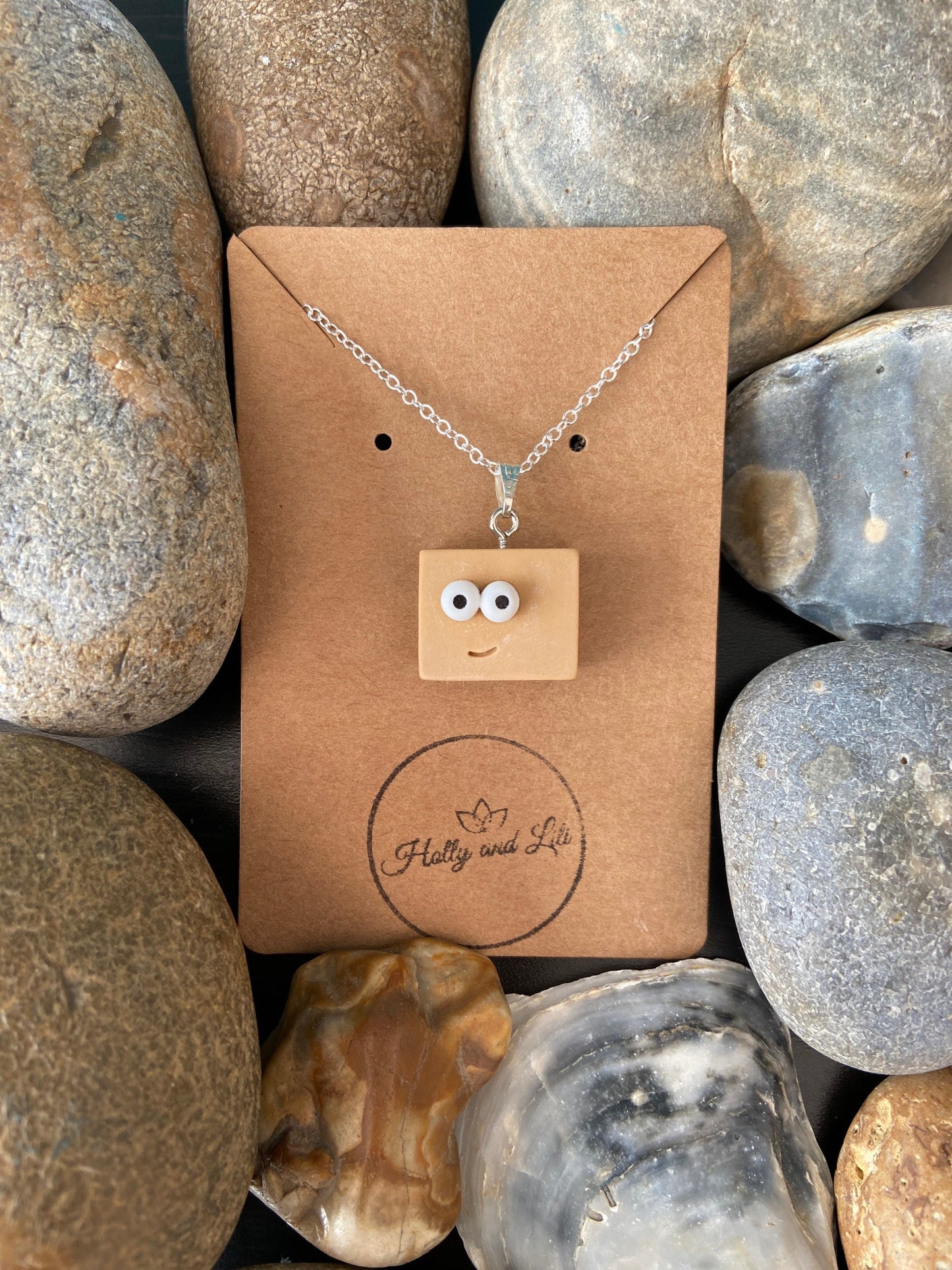 Box Necklace, Smiley Personalised Pendant Charm Necklace, Personalise Alphabet Initials, Birthstone Charm, First Necklace , Cute Unique Gift