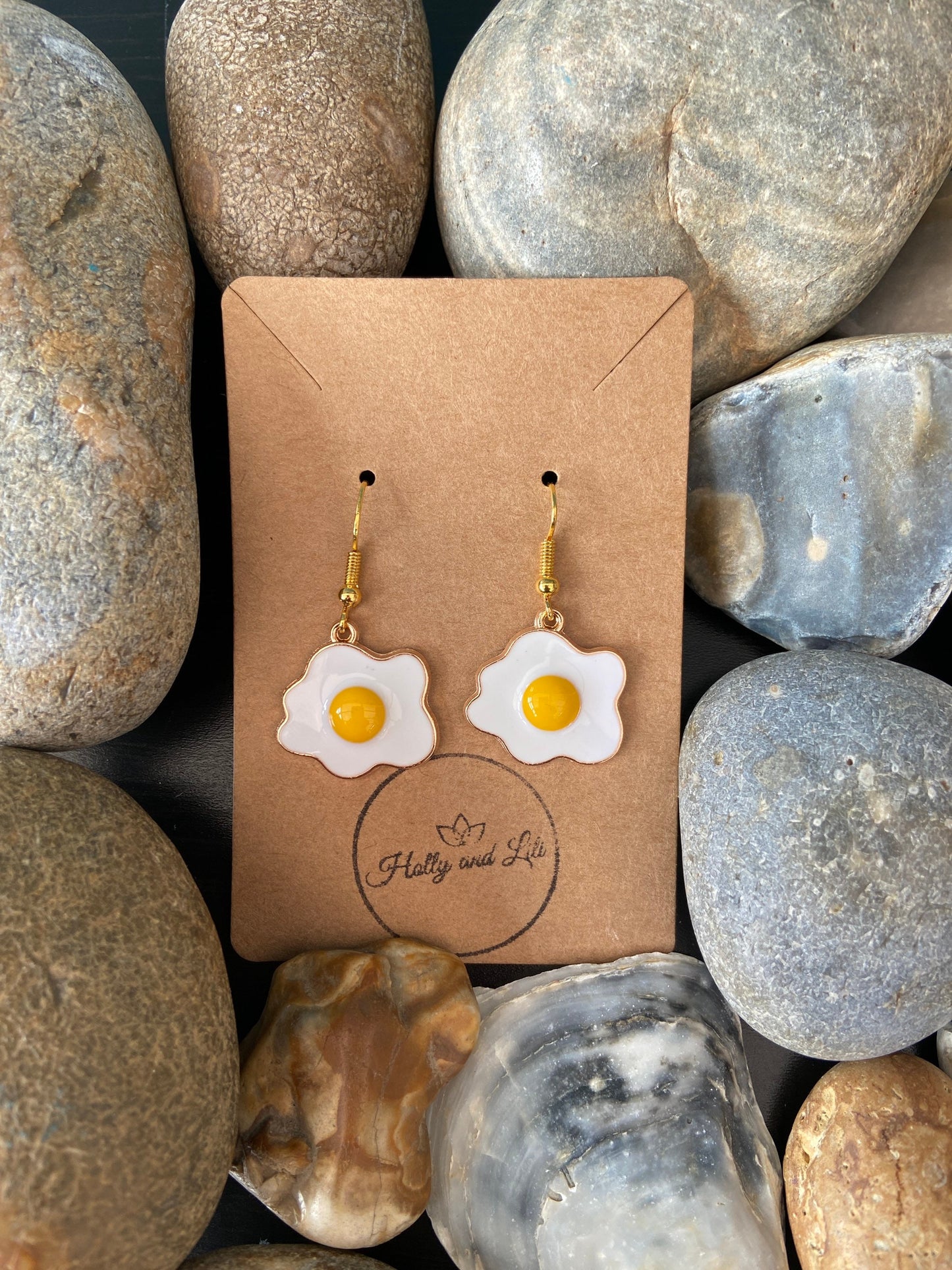 Fried Eggs Novelty Earrings, Egg Earring Hooks, Novelty Egg Dangle Drop Earrings, Personalised Earrings, Fried Egg Hoops