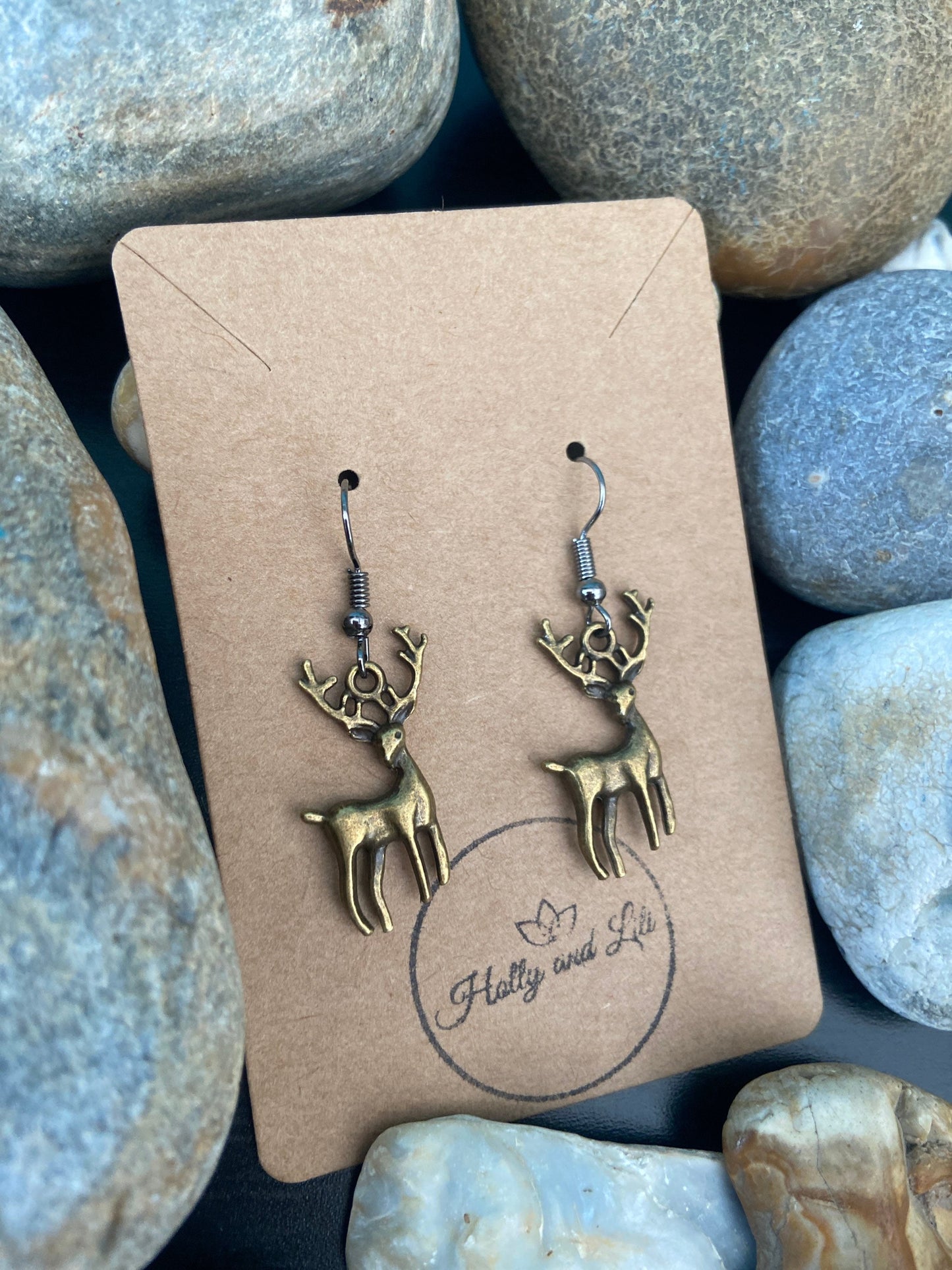 Deer Style Earrings, Silver Stag Earrings, Deers Style Personalised Earrings, Animal earrings, Wild Animal Earring Hooks, Deer Hoops, Bambi