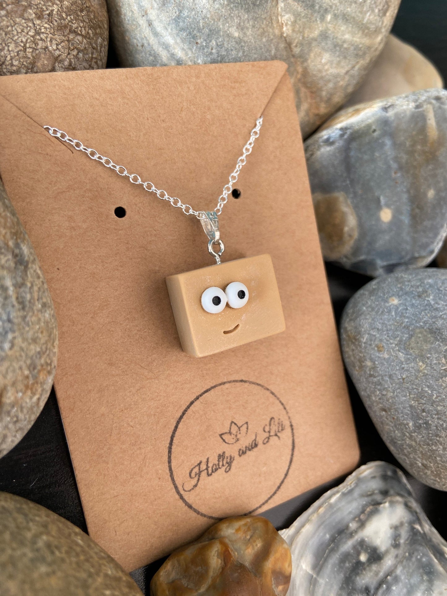 Box Necklace, Smiley Personalised Pendant Charm Necklace, Personalise Alphabet Initials, Birthstone Charm, First Necklace , Cute Unique Gift