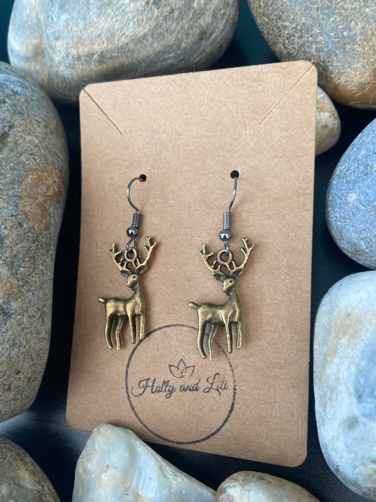 Deer Style Earrings, Silver Stag Earrings, Deers Style Personalised Earrings, Animal earrings, Wild Animal Earring Hooks, Deer Hoops, Bambi