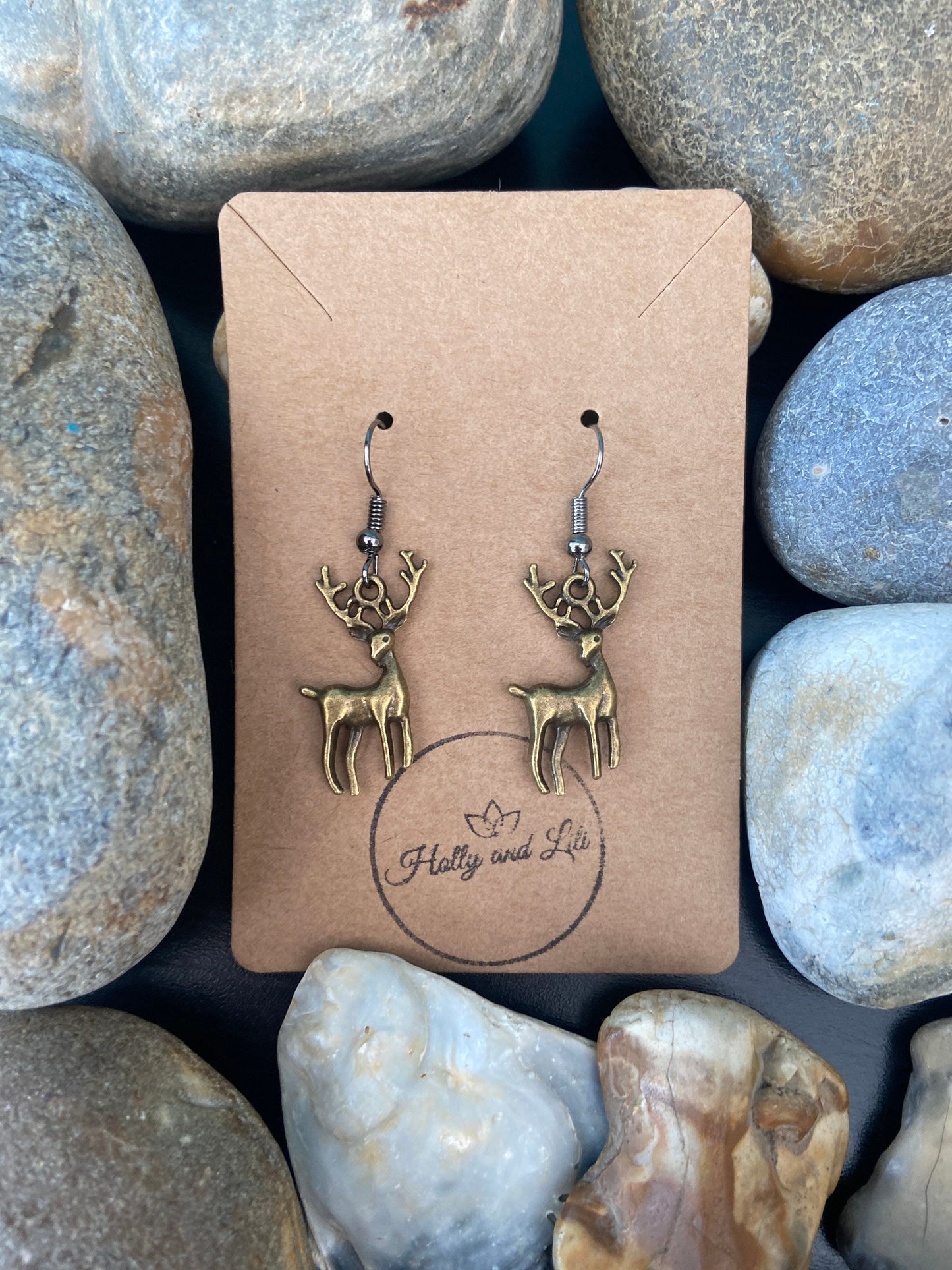 Deer Style Earrings, Silver Stag Earrings, Deers Style Personalised Earrings, Animal earrings, Wild Animal Earring Hooks, Deer Hoops, Bambi