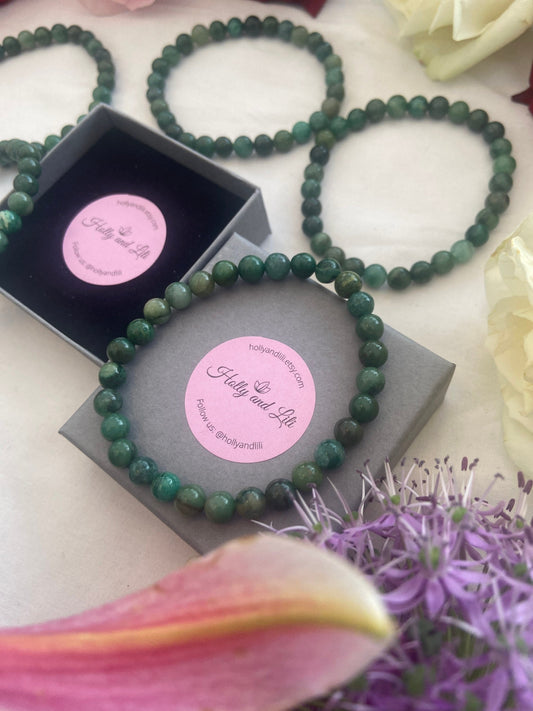 African Jade Crystal Gemstone Bracelet, Healing Crystal, Jade Bracelet, Jade Anklet, Soothing Crystal, Uplifting Crystal, Gemstone Bracelet