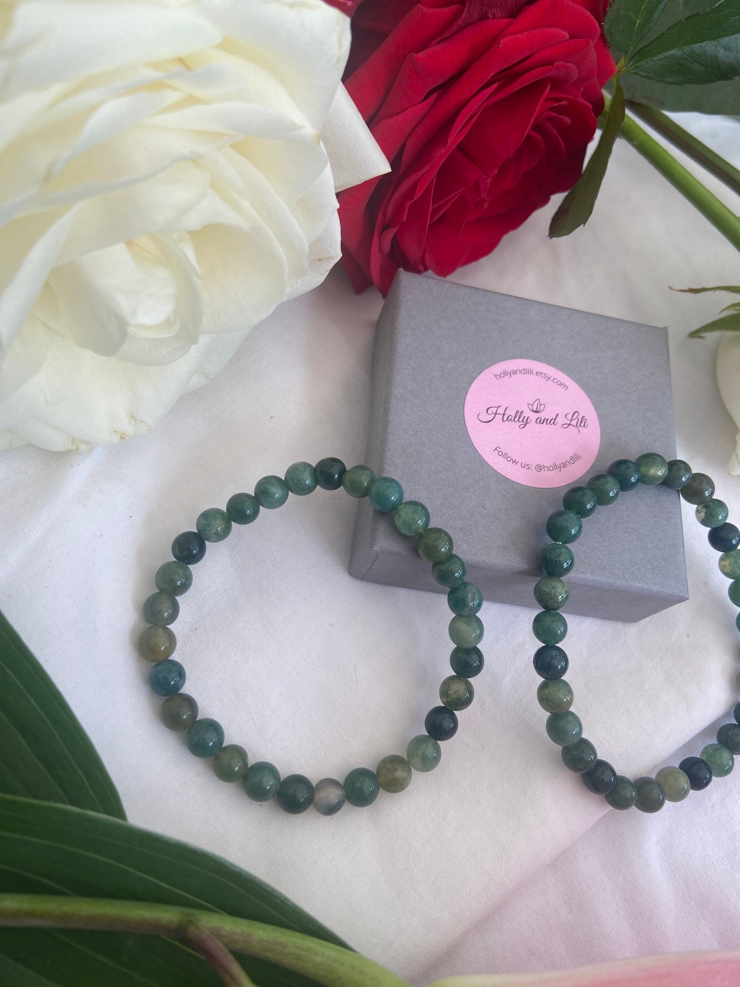 Moss Agate Crystal Gemstone Bracelet, Moss Agate Bracelet, Moss Agate Gemstones, Emotional Bracelet, Calming, Healing Crystal Bracelet Gift