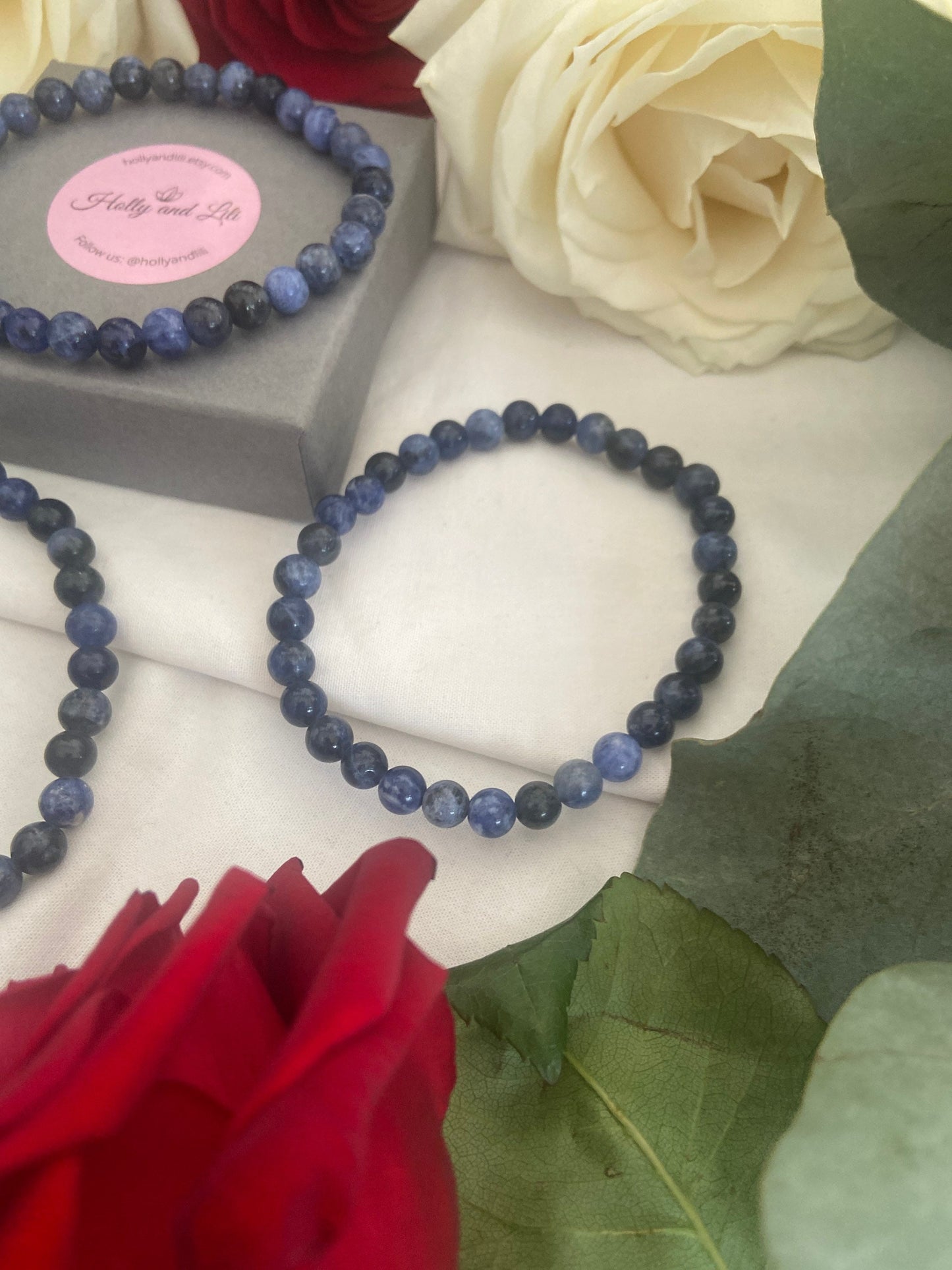 Sodalite Crystal Gemstone Bracelet, Crystals, Healing, Order, Calmness, Panic Attacks, Anxiety Relief, Balance, Blood Pressure, Insomnia