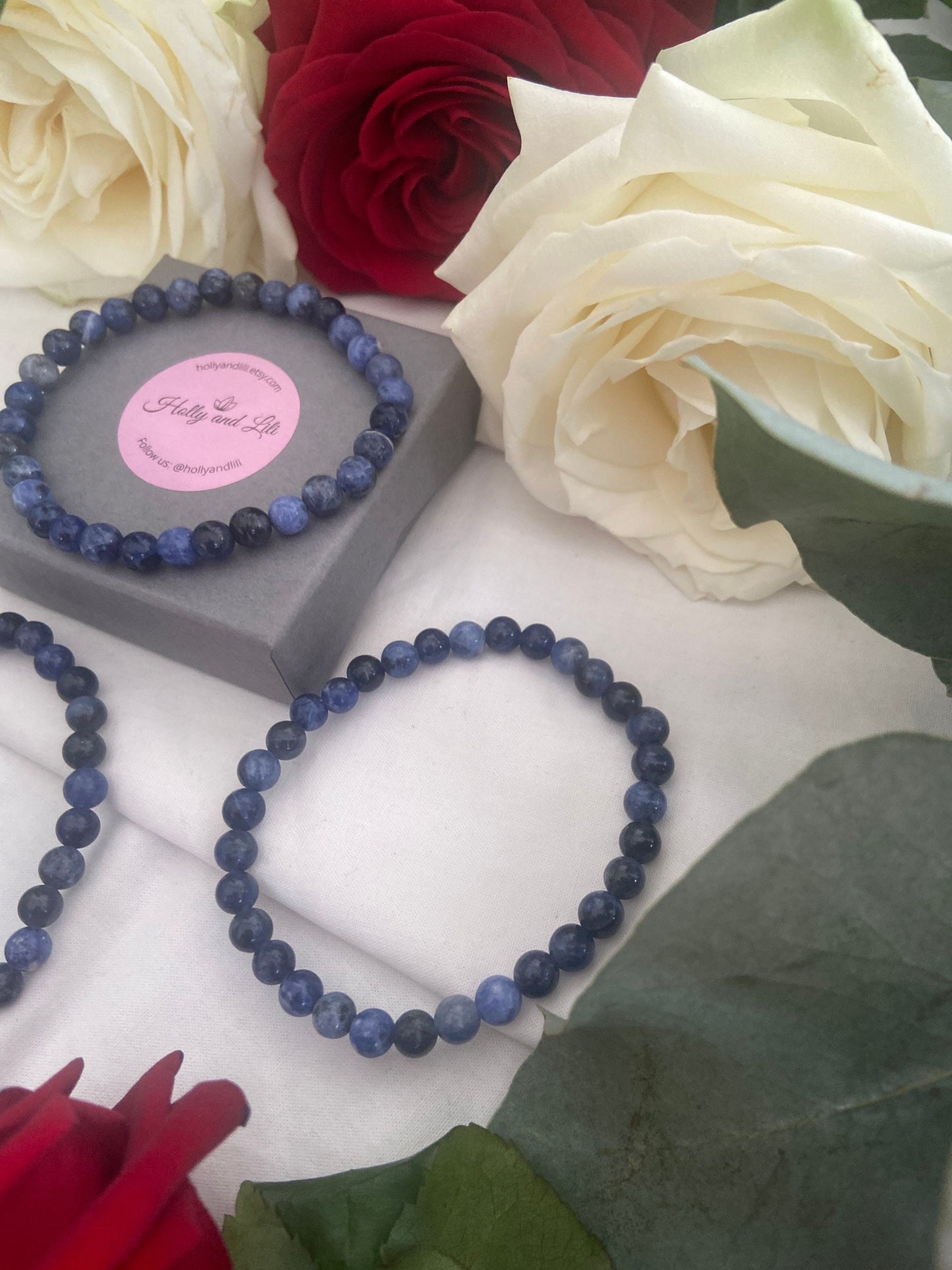 Sodalite Crystal Gemstone Bracelet, Crystals, Healing, Order, Calmness, Panic Attacks, Anxiety Relief, Balance, Blood Pressure, Insomnia