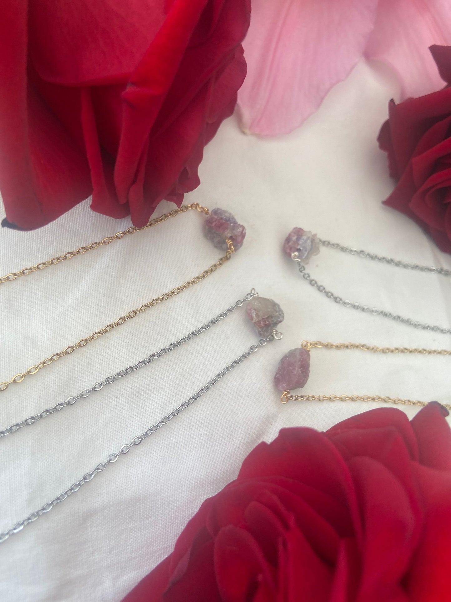 Tourmaline Pink Raw Crystal Necklace, Raw Gemstone, Necklace, Crystal Necklace,