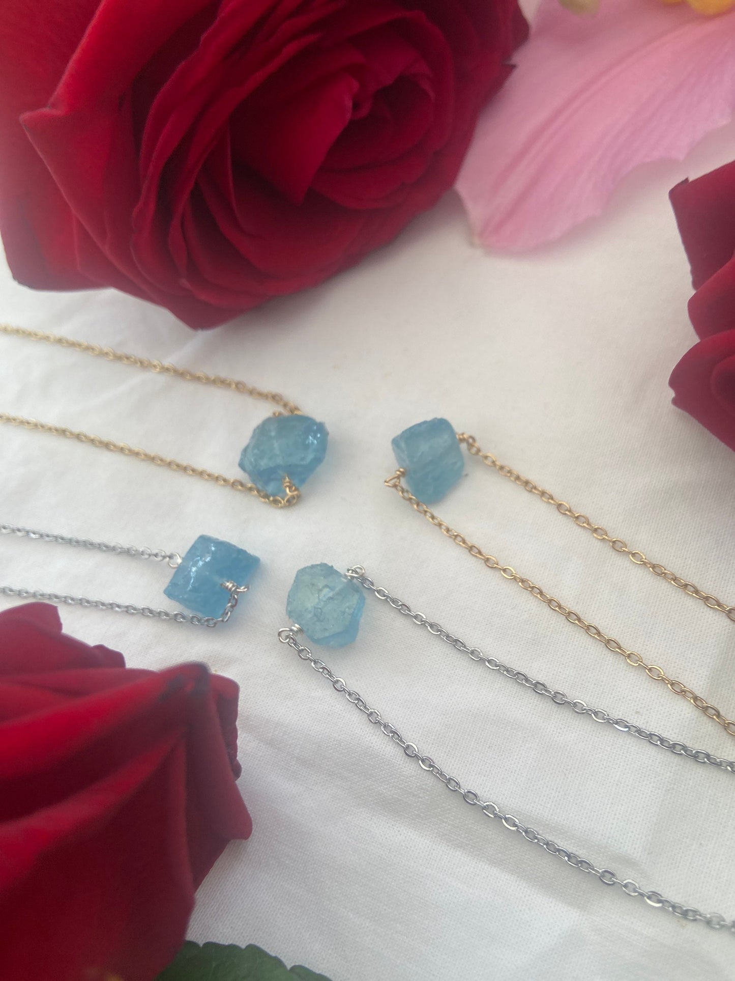 Aquamarine Raw Crystal Necklace, Raw Gemstone, Necklace, Crystal Necklace,