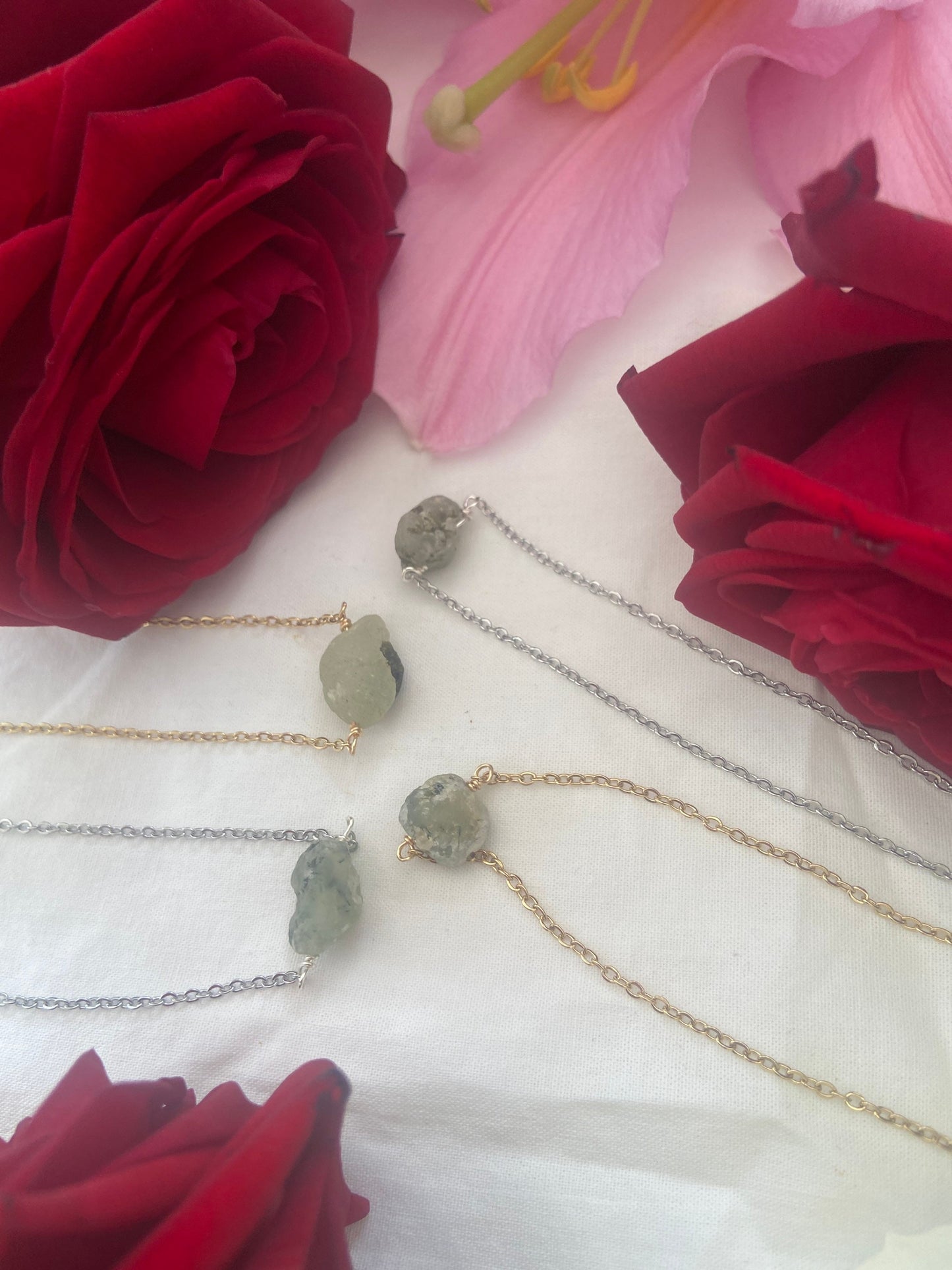 Prehnite Raw Crystal Necklace, Raw Gemstone, Necklace, Crystal Necklace,