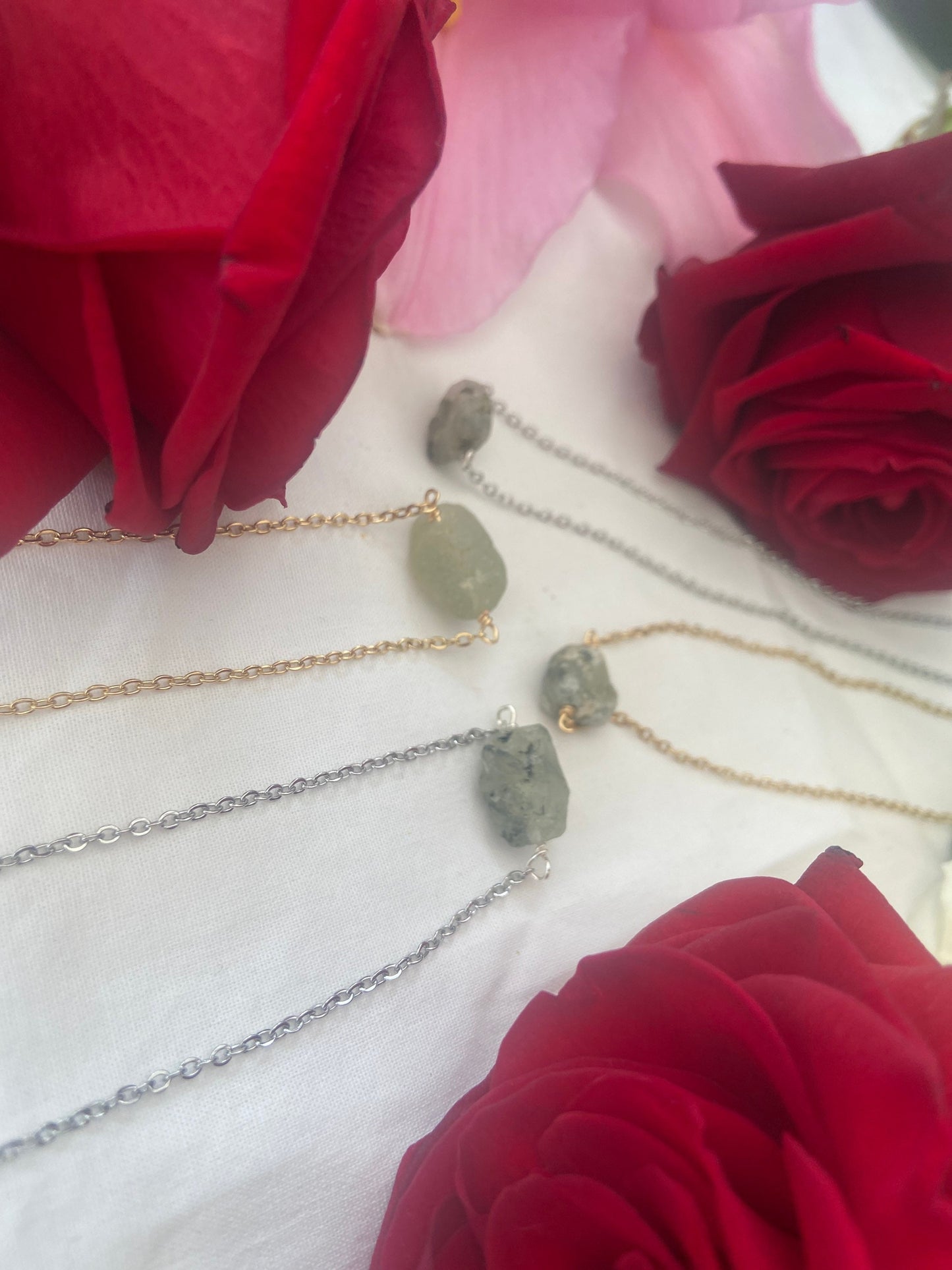 Prehnite Raw Crystal Necklace, Raw Gemstone, Necklace, Crystal Necklace,