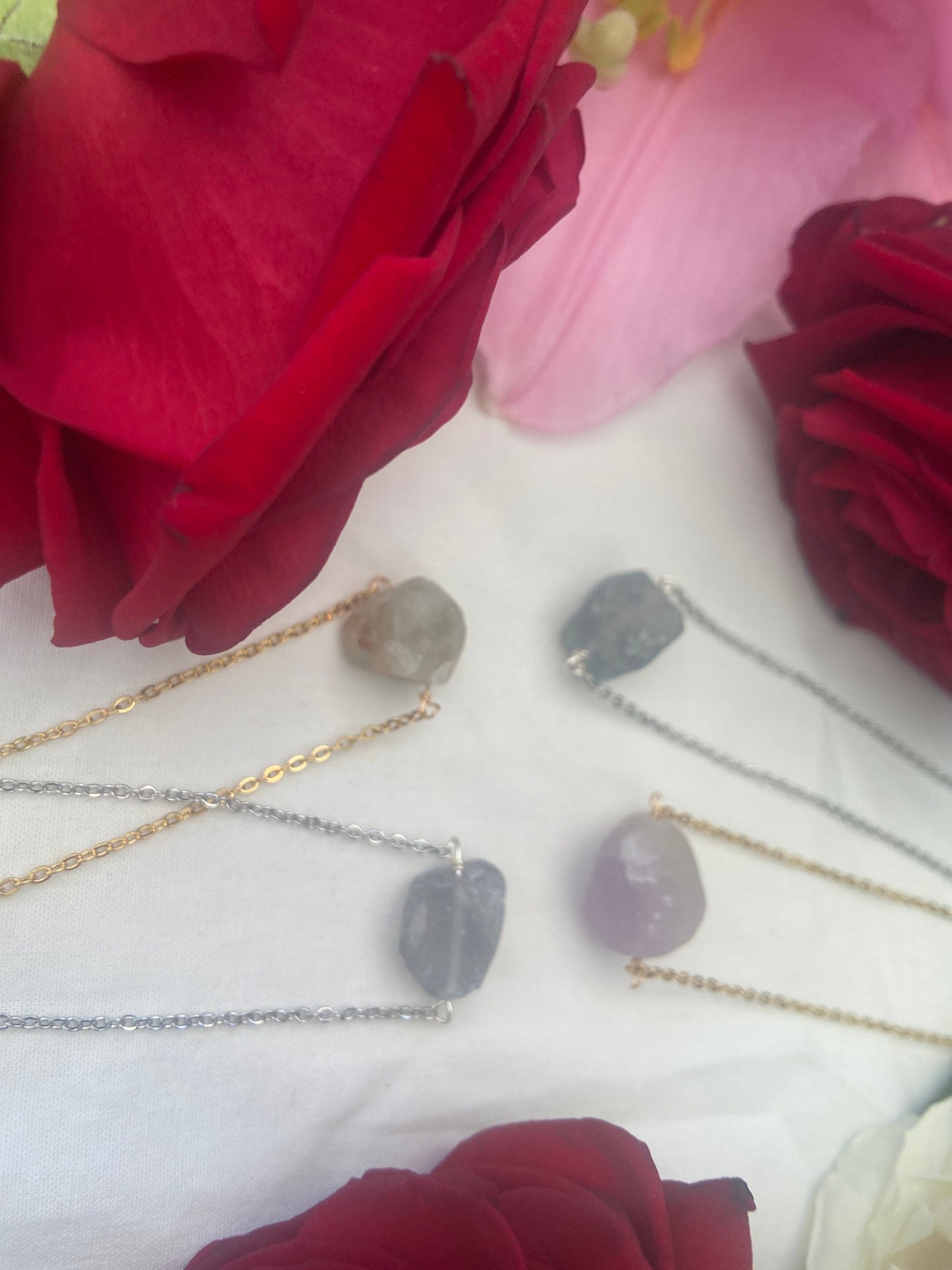 Fluorite Raw Crystal Necklace, Raw Gemstone, Necklace, Crystal Necklace,