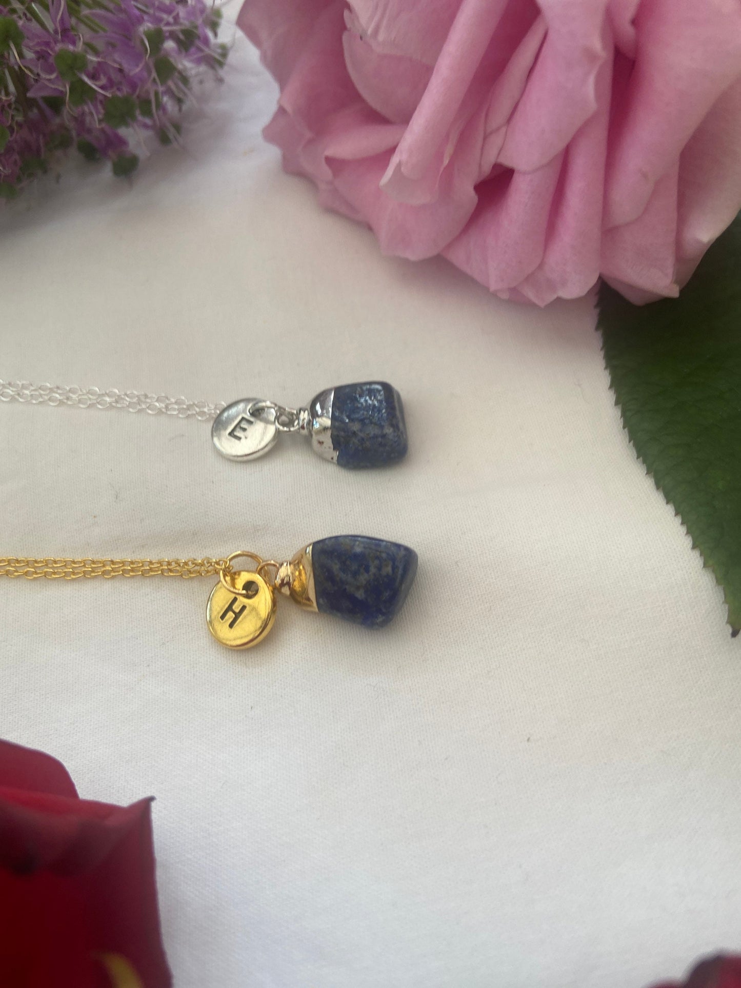 Lapis Lazuli Raw Dipped Crystal Necklace, Raw Gemstone, Necklace, Crystal Necklace,