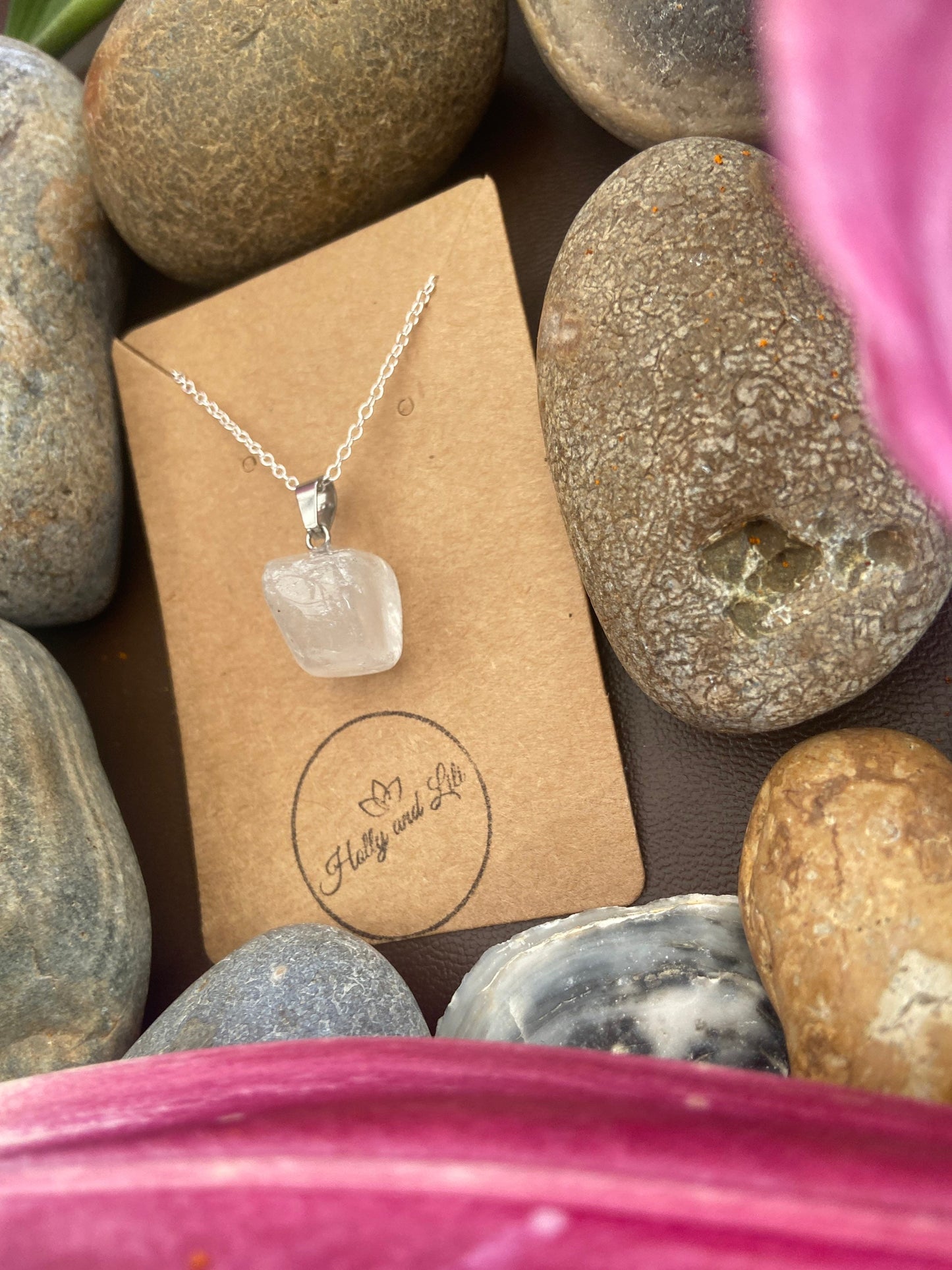 Clear Quartz Agate Crystal Necklace, Alphabet Initial, Clear Quartz Gemstone, Quartz Necklace, Clear Quartz Chain, Birthstone Necklace Gifts