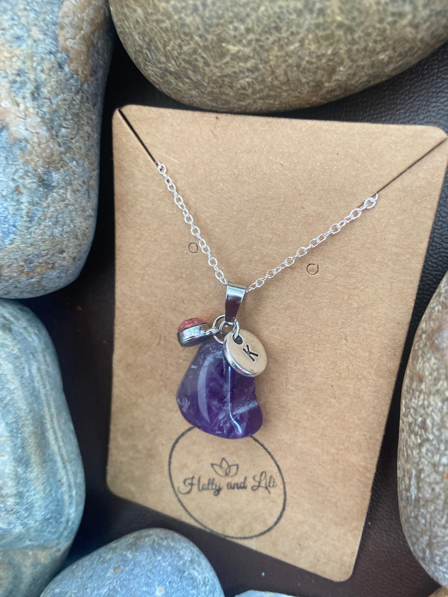 Amethyst Agate Crystal Necklace, Alphabet Initial, Amethyst Gemstone, Amethyst  Necklace, Amethyst Chain, Birthstone Necklace Gifts, Purple