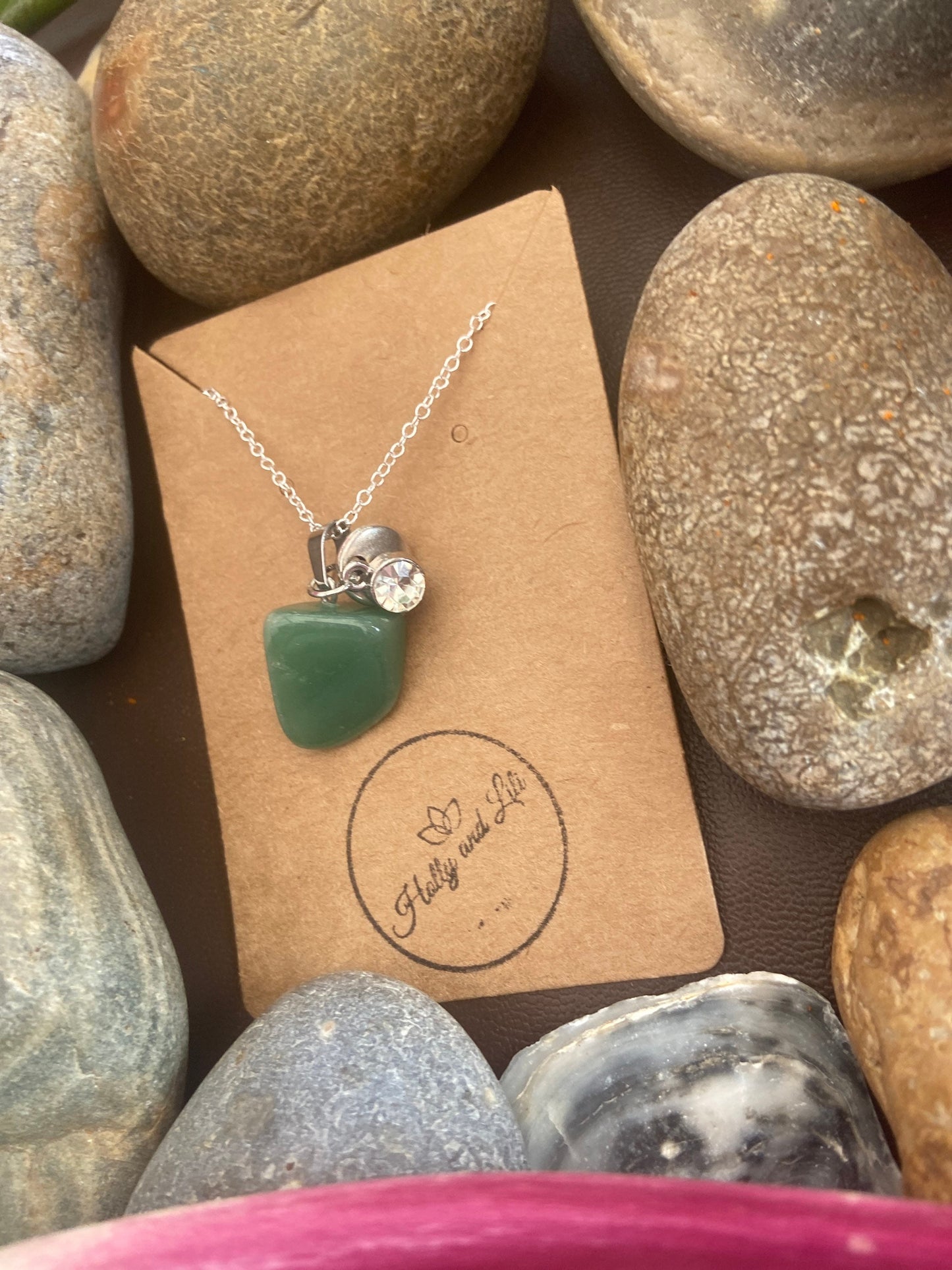 Adventurine Agate Crystal Necklace, Alphabet Initial Aventurine Gemstone, Aventurine Necklace, Aventurine Chain, Birthstone Necklace Gifts