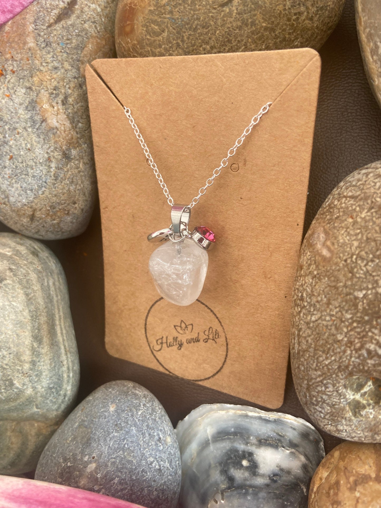 Clear Quartz Agate Crystal Necklace, Alphabet Initial, Clear Quartz Gemstone, Quartz Necklace, Clear Quartz Chain, Birthstone Necklace Gifts