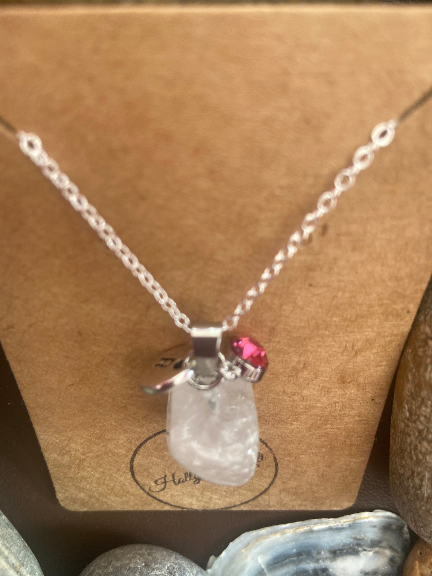 Clear Quartz Agate Crystal Necklace, Alphabet Initial, Clear Quartz Gemstone, Quartz Necklace, Clear Quartz Chain, Birthstone Necklace Gifts