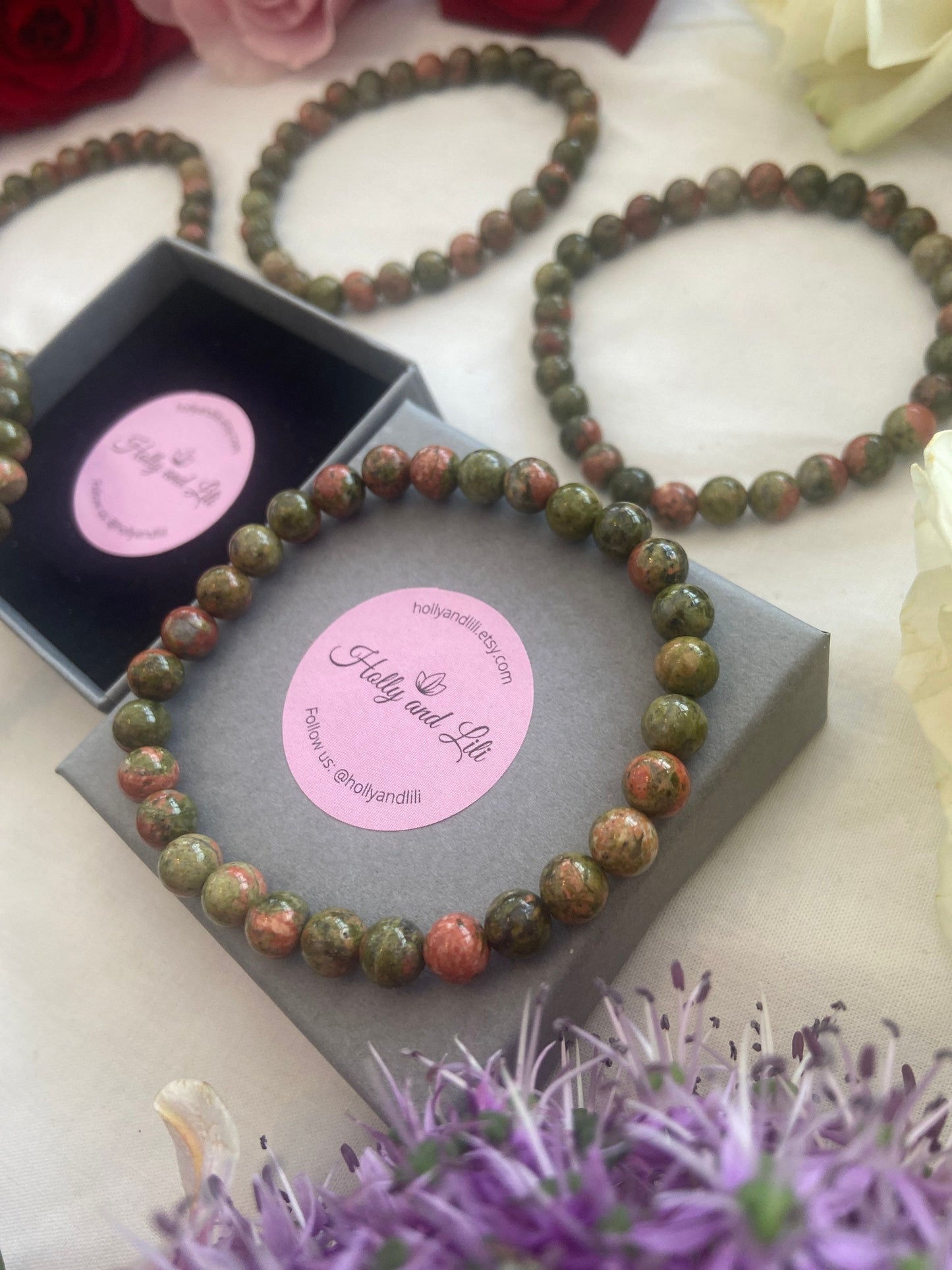 Unakite Crystal Gemstone Bracelet, Balancing Gemstones, Emotional Crystals, Calming Crystals, Depression, Insomnia, Addiction Crystals